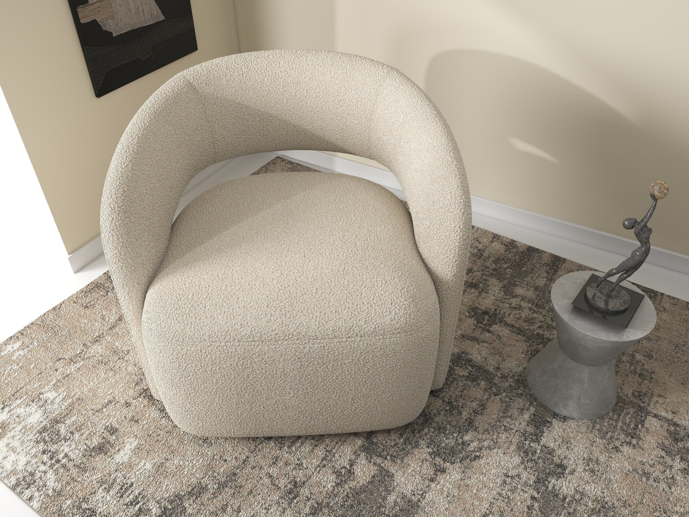 Fotoliu dumonde tapitat Bej modern Elvaro 77x83cm