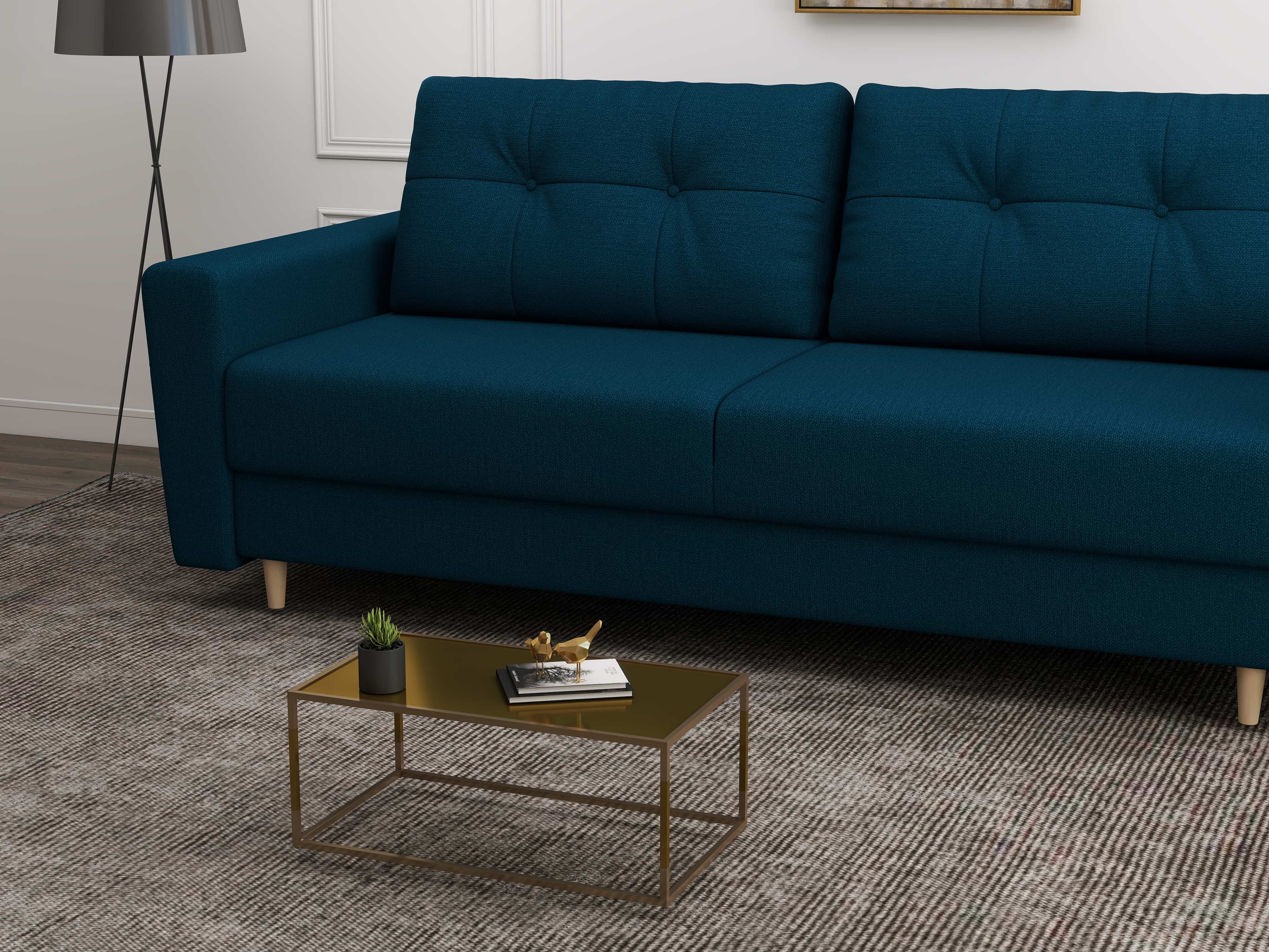 Canapea extensibilă dumonde cu ladă de depozitare si sezut confortabil din spuma HR, Summer Enjoy Verde Petrol 225x100 cm