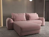 Colțar extensibil dumonde cu ladă de depozitare si sezut confortabil din spuma HR, Denver Royal Roz 275x185 cm Fabrica
