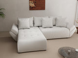Colțar extensibil dumonde cu ladă de depozitare si sezut confortabil din spuma HR, Berlin Zoom Pearl 280x185 cm Fabrica