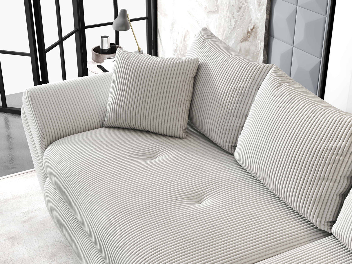 Canapea extensibilă dumonde cu ladă de depozitare si sezut confortabil din spuma HR, Loana Zoom Bej 300x100 cm Fabrica