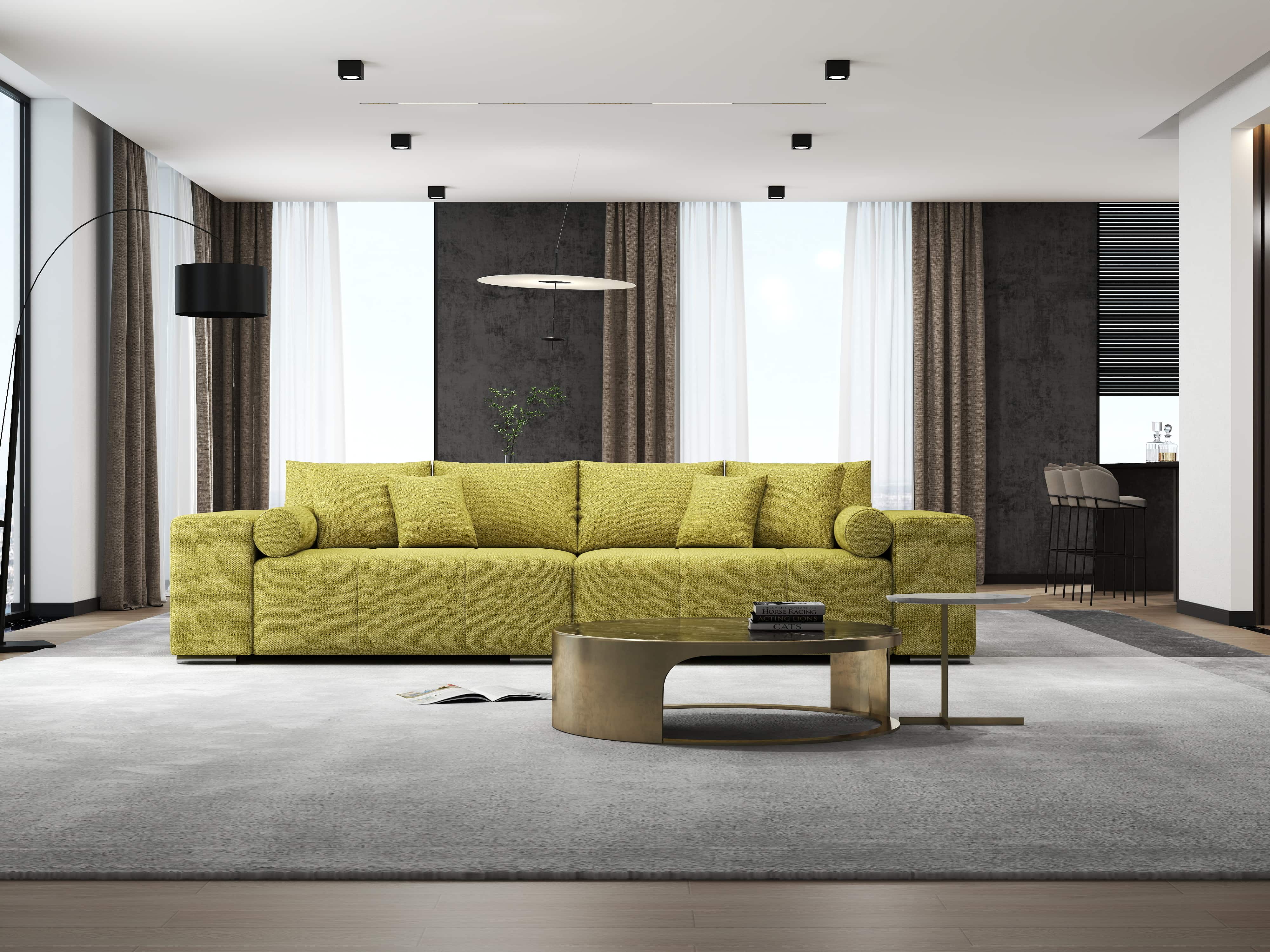 Canapea extensibilă dumonde cu ladă de depozitare si sezut confortabil din spuma HR, Marbela Green Lux XXL 295x100 cm Fabrica