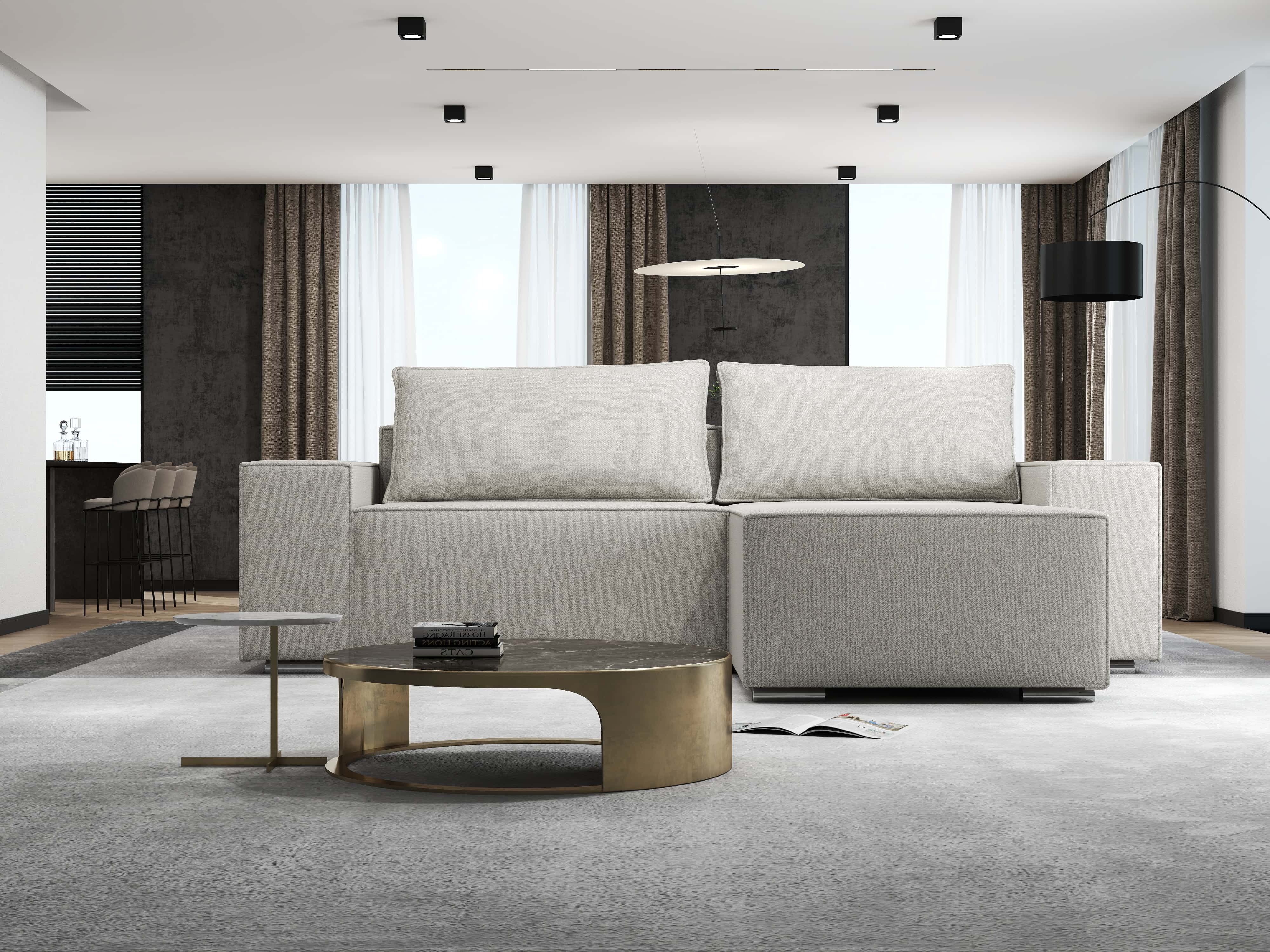 Colțar extensibil dumonde cu ladă de depozitare si sezut confortabil din spuma HR, Dream Enjoy Bej 290x185 cm II Fabrica