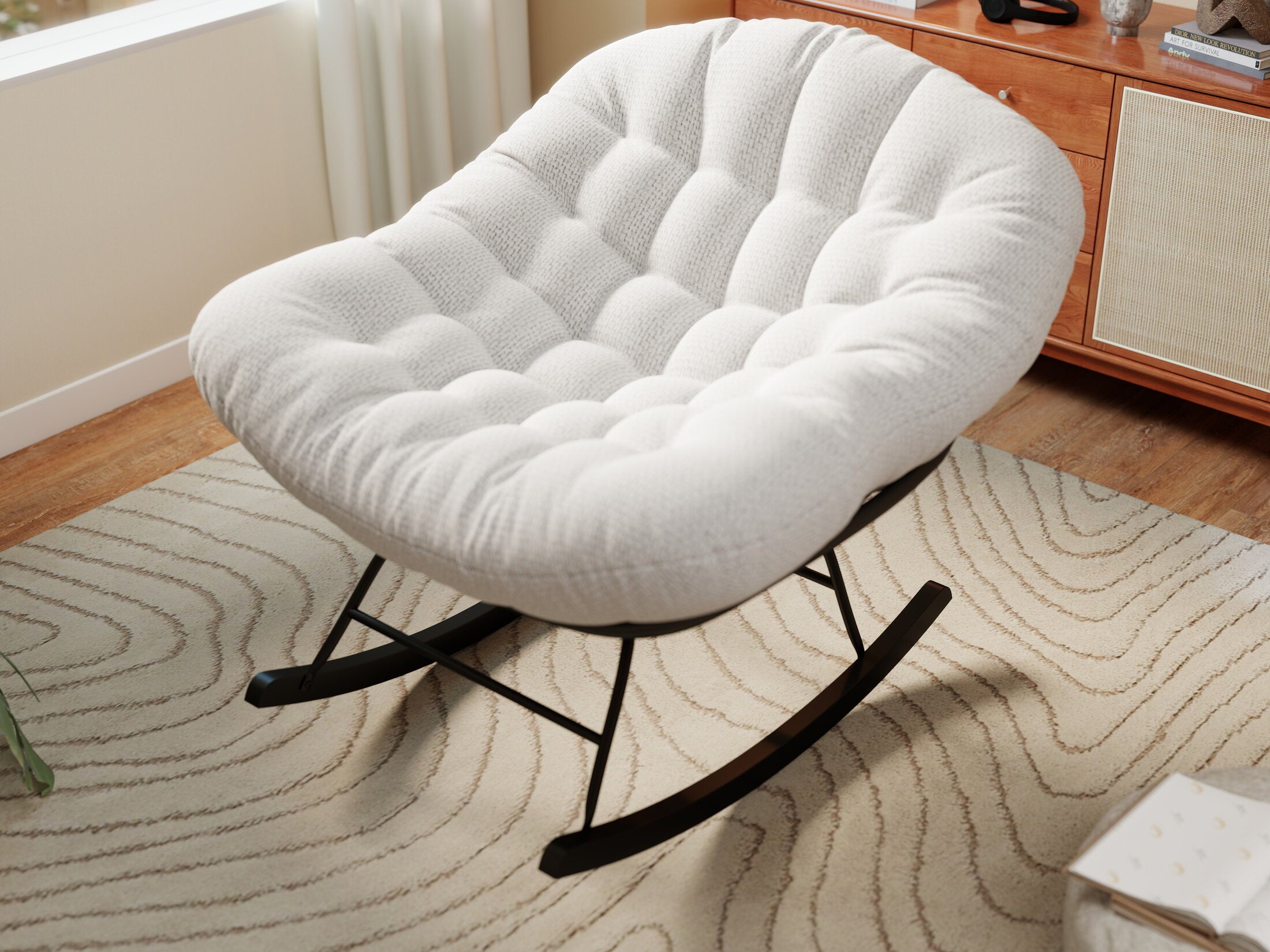 Fotoliu dumonde tapitat Alb modern Taviro 77x83cm