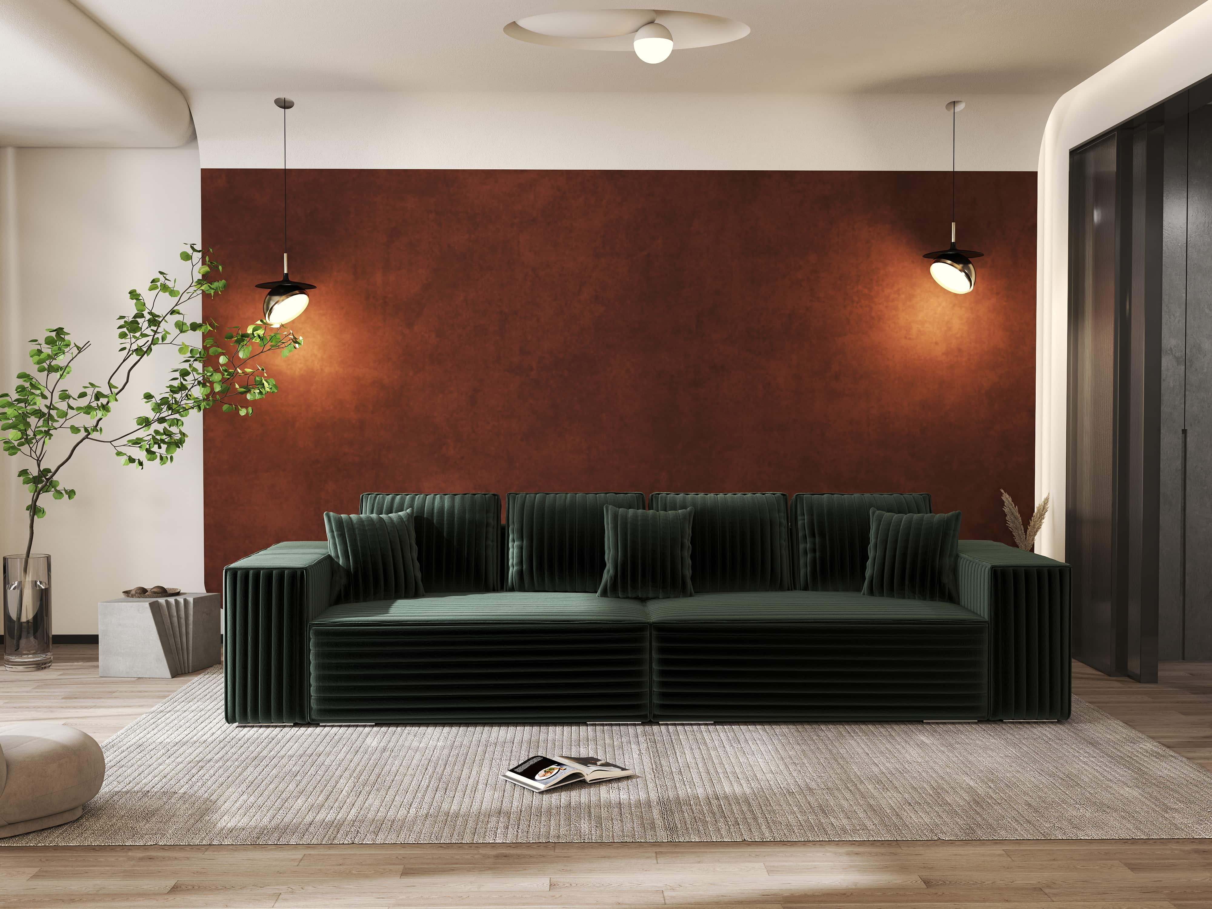 Canapea extensibilă dumonde cu ladă de depozitare si sezut confortabil din spuma HR, Dream Ambience Verde 310x100 cm Fabrica