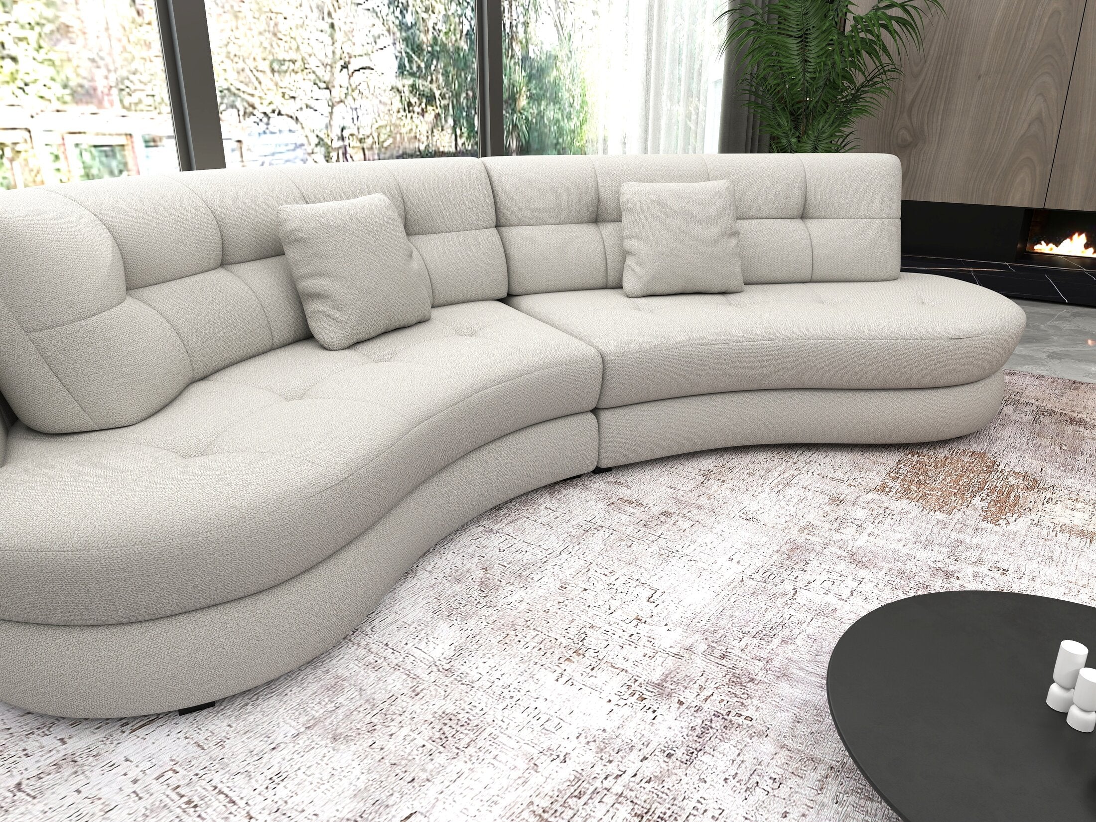 Canapea semirotunda dumonde cu șezut confortabil din spumă HR, Roma  Enjoy Bej 300x160 cm