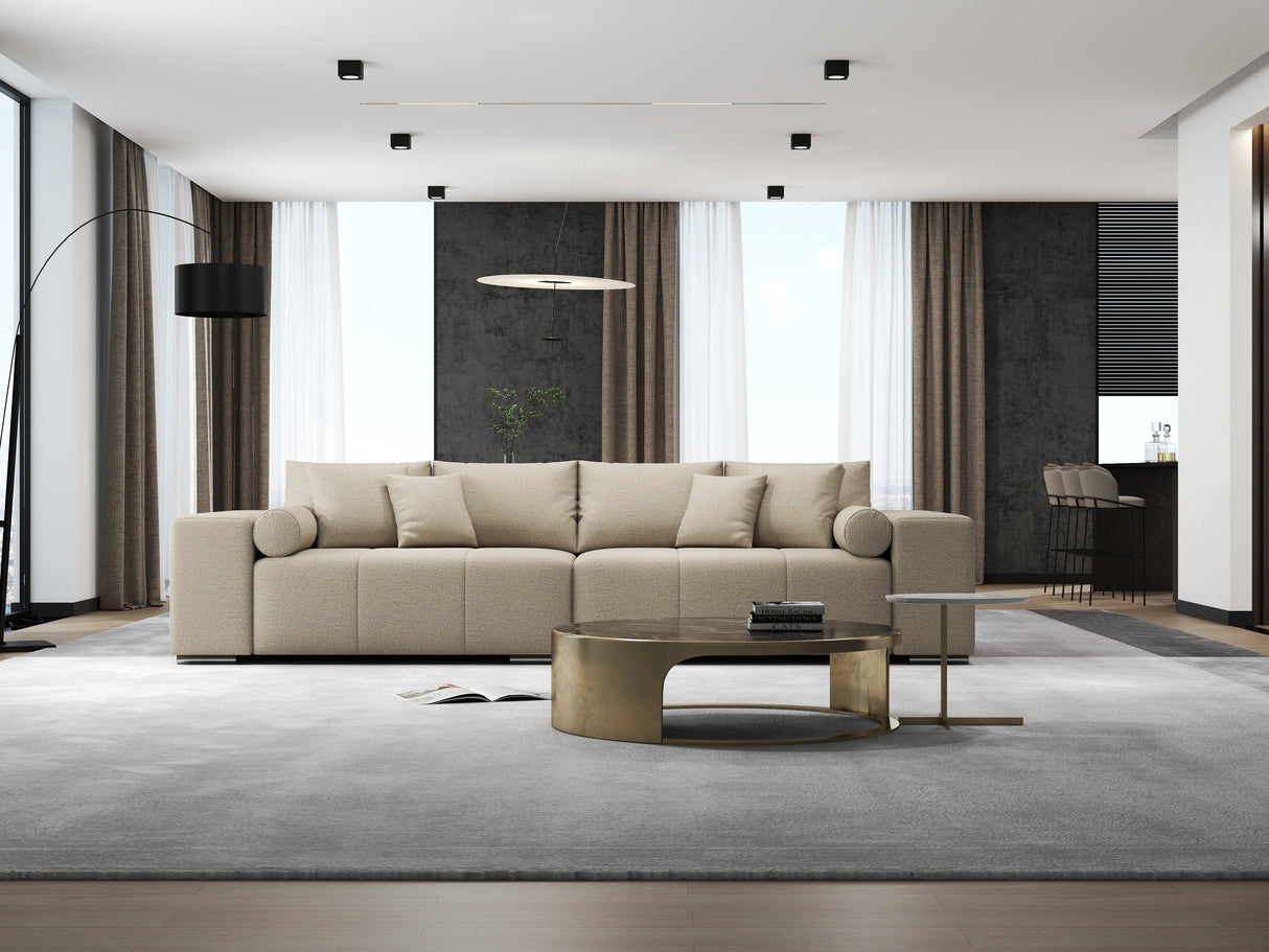 Canapea extensibilă dumonde cu ladă de depozitare si sezut confortabil din spuma HR, Marbela Enjoy Lux Bej XXL 295x100 cm fabrica