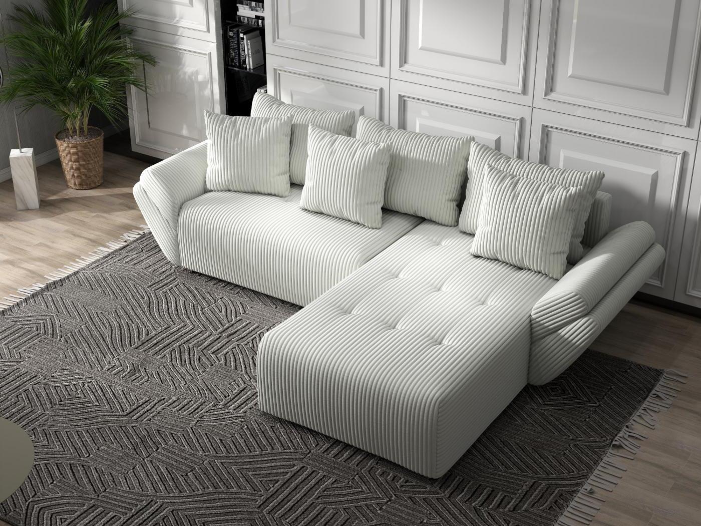 Colțar extensibil dumonde cu ladă de depozitare si sezut confortabil din spuma HR, Berlin Ambience Alb 280x185 cm II Fabrica