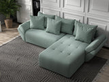 Colțar extensibil dumonde cu ladă de depozitare si sezut confortabil din spuma HR, Berlin Ambience Verde Mint 280x185 cm II Fabrica