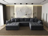 Colțar extensibil dumonde cu ladă de depozitare si sezut confortabil din spuma HR, Loana U Gri Ambience 355x185 cm Fabrica