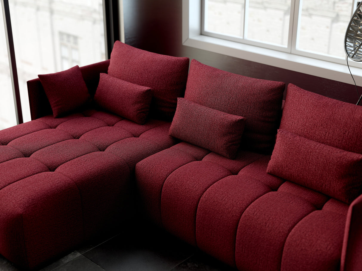 Colțar extensibil dumonde cu ladă de depozitare si sezut confortabil din spuma HR, Malta Bordoux 235x185 cm Fabrica