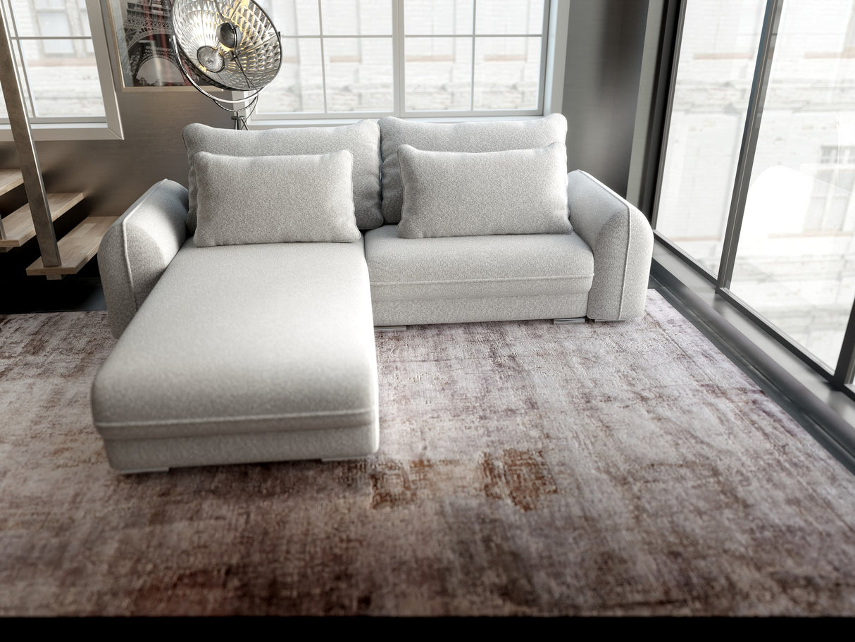Colțar extensibil dumonde cu ladă de depozitare si sezut confortabil din spuma HR, Denver Euphoria Gri 275x185 cm Fabrica