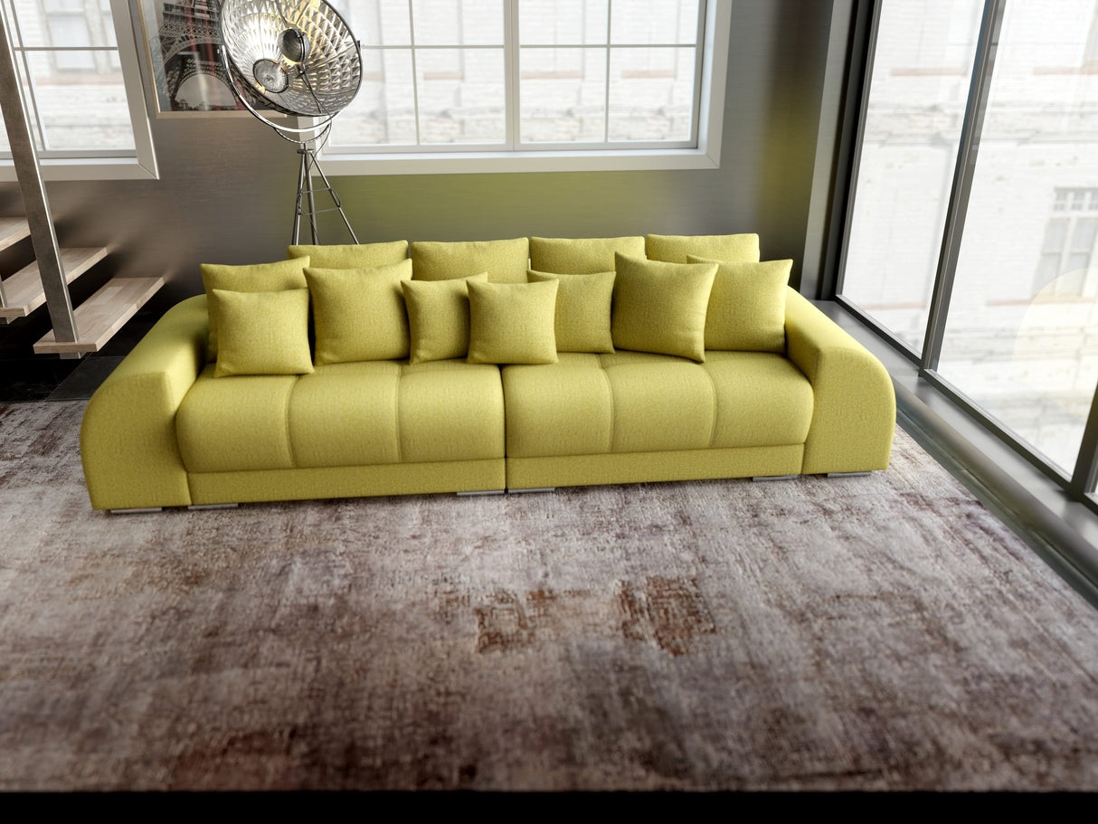 Canapea extensibilă dumonde cu 2 lăzi de depozitare si sezut confortabil din spuma HR, Big Sofa Verona Green Lux 310x100 cm
