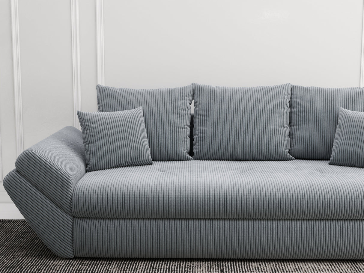 Canapea extensibilă dumonde cu ladă de depozitare si sezut confortabil din spuma HR, Loana Zoom Grey Mint 250x100 cm Fabrica