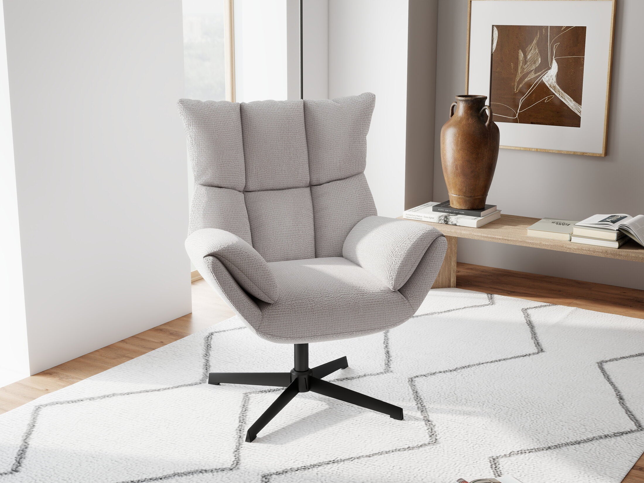 Fotoliu dumonde tapitat Bej modern Belmira 73x77cm