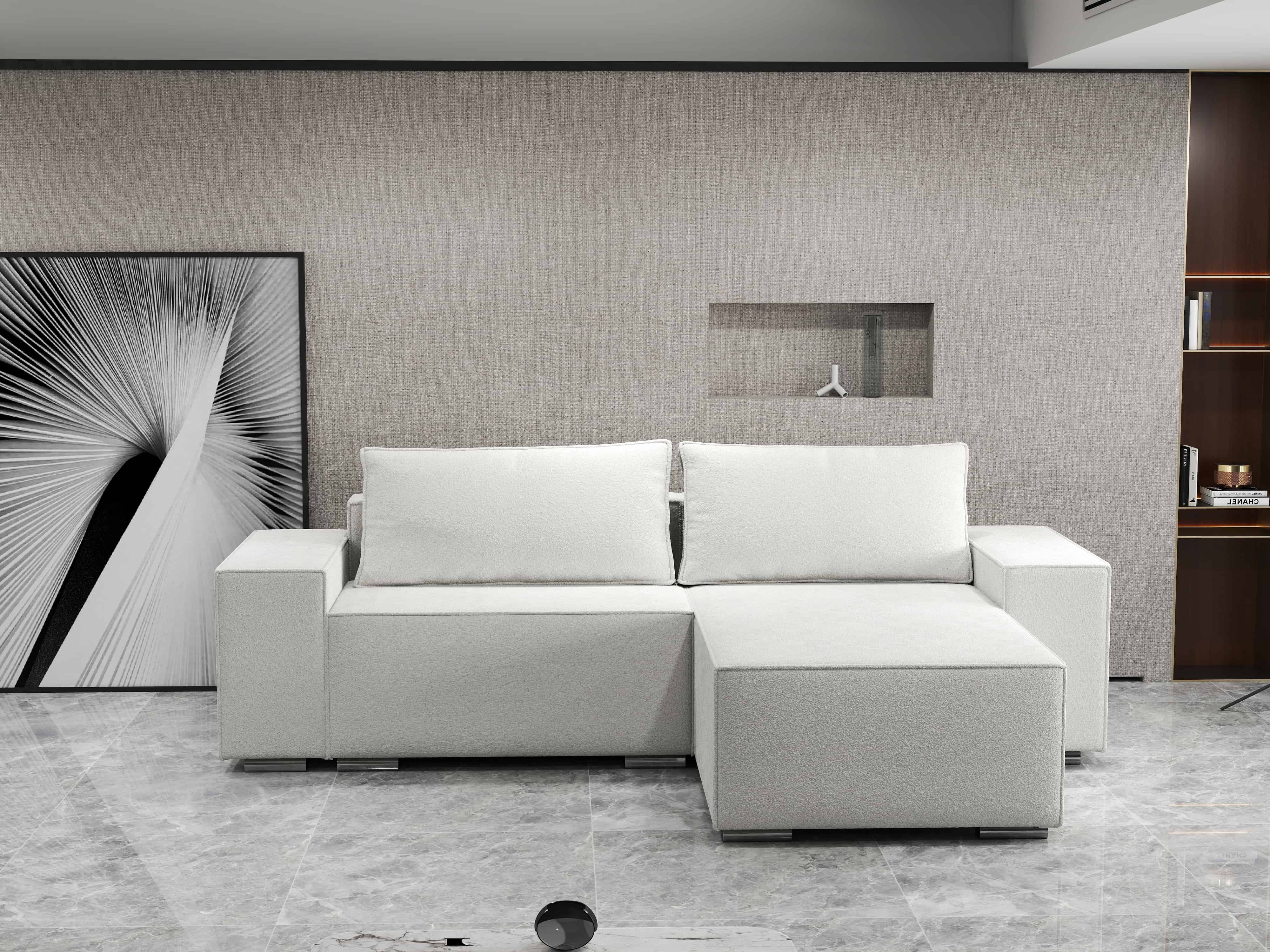 Colțar extensibil dumonde cu ladă de depozitare si sezut confortabil din spuma HR, Dream Euphoria Ivory 290x185 cm II Fabrica