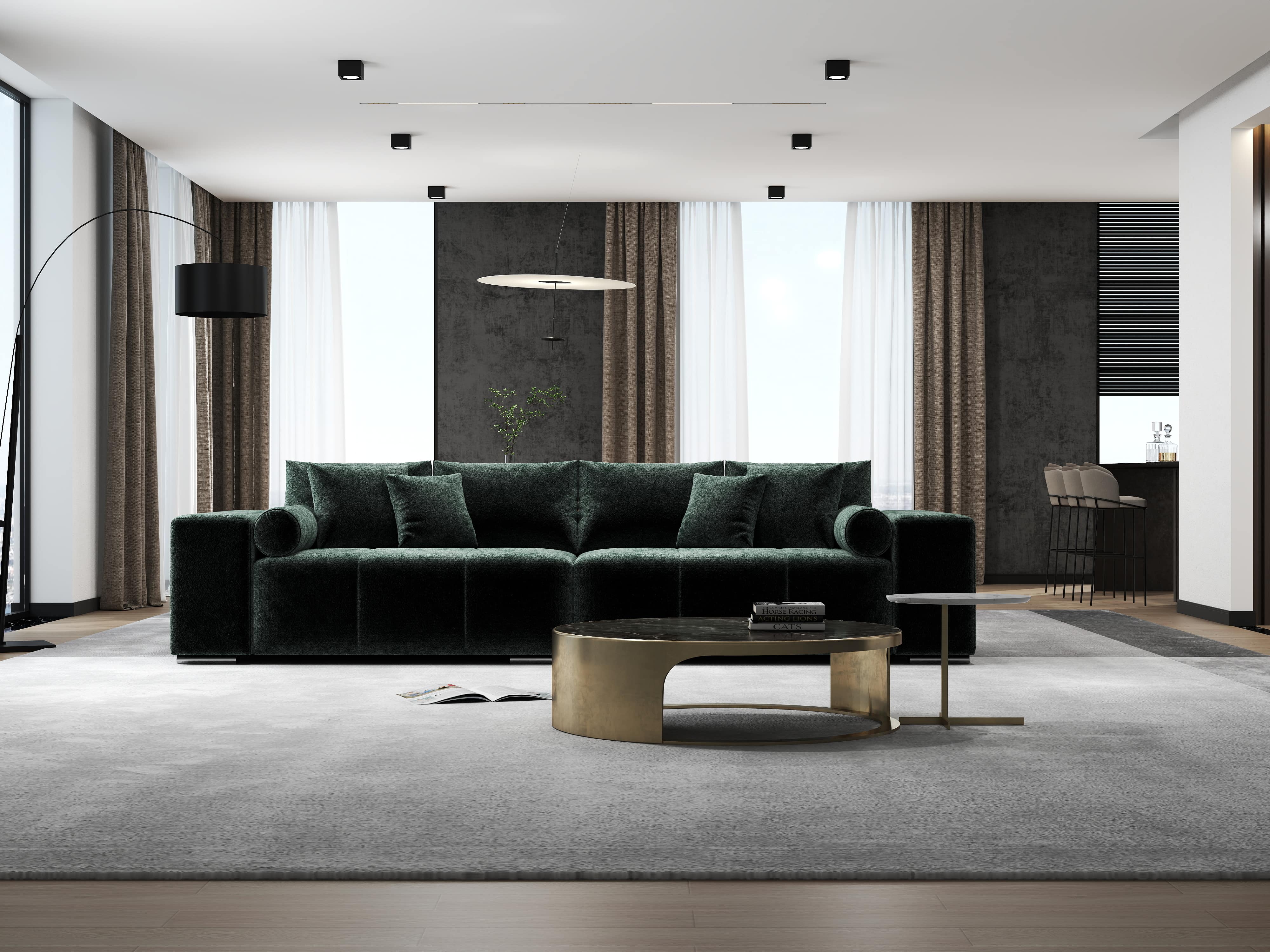 Canapea extensibilă dumonde cu ladă de depozitare si sezut confortabil din spuma HR, Marbela Euphoria Green XXL 295x100 cm fabrica