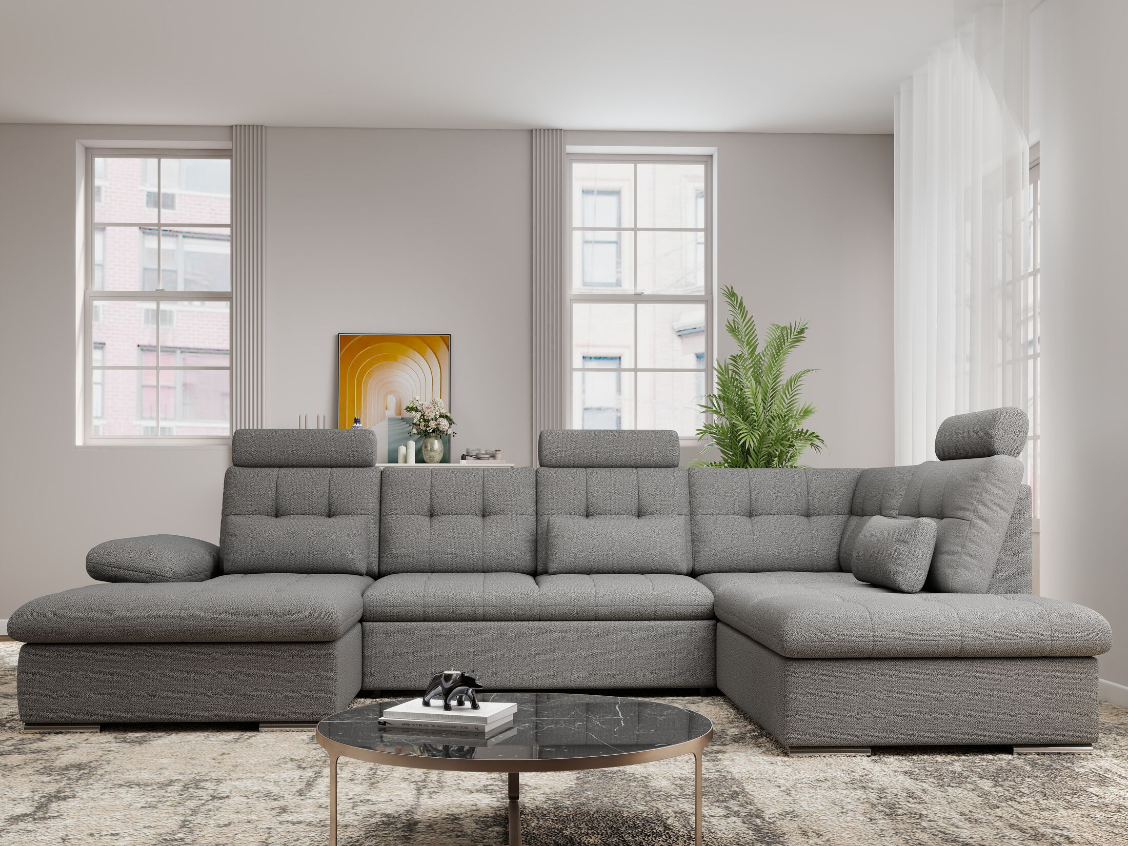 Colțar extensibil dumonde cu ladă de depozitare și șezut confortabil din spumă HR, Merkur U Enjoy Necunoscut 324x218 cm