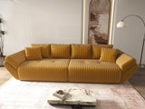 Canapea extensibilă dumonde cu ladă de depozitare si sezut confortabil din spuma HR, Berlin Ambience Mustar 300x100 cm Fabrica