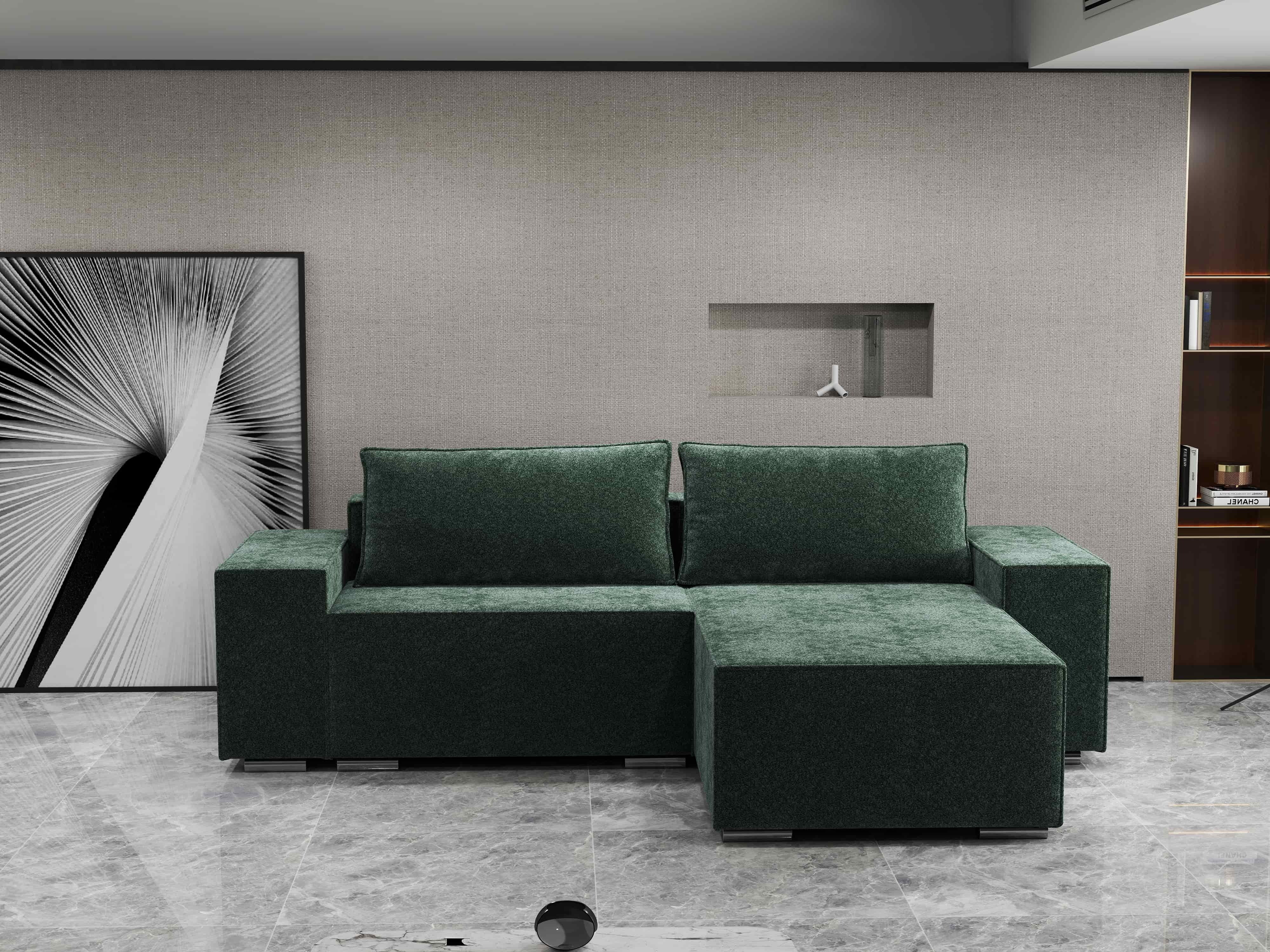 Colțar extensibil dumonde cu ladă de depozitare si sezut confortabil din spuma HR, Dream Euphoria Verde 290x185 cm II Fabrica