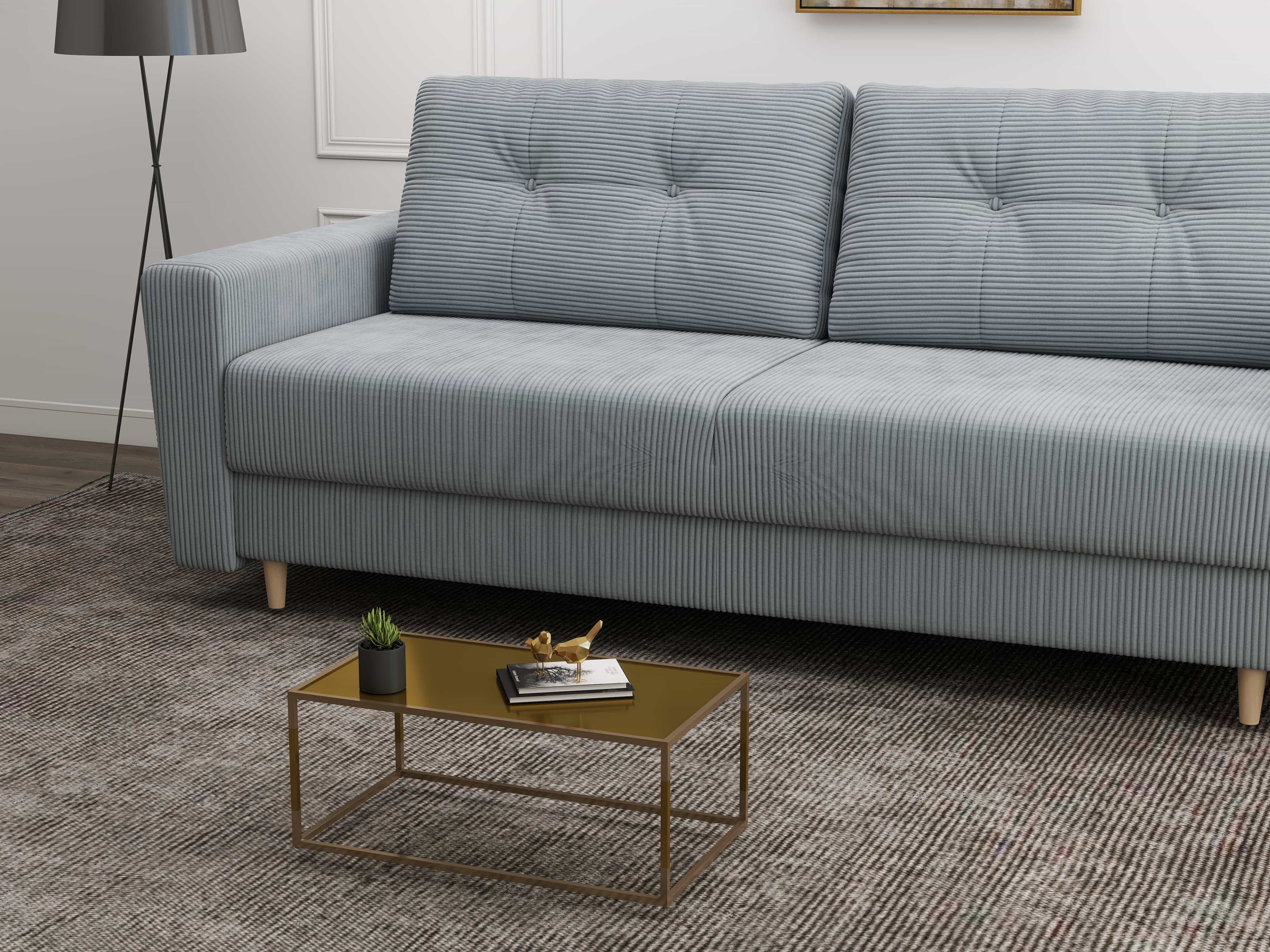 Canapea extensibilă dumonde cu ladă de depozitare si sezut confortabil din spuma HR, Summer Zoom Gri Mint 225x100 cm