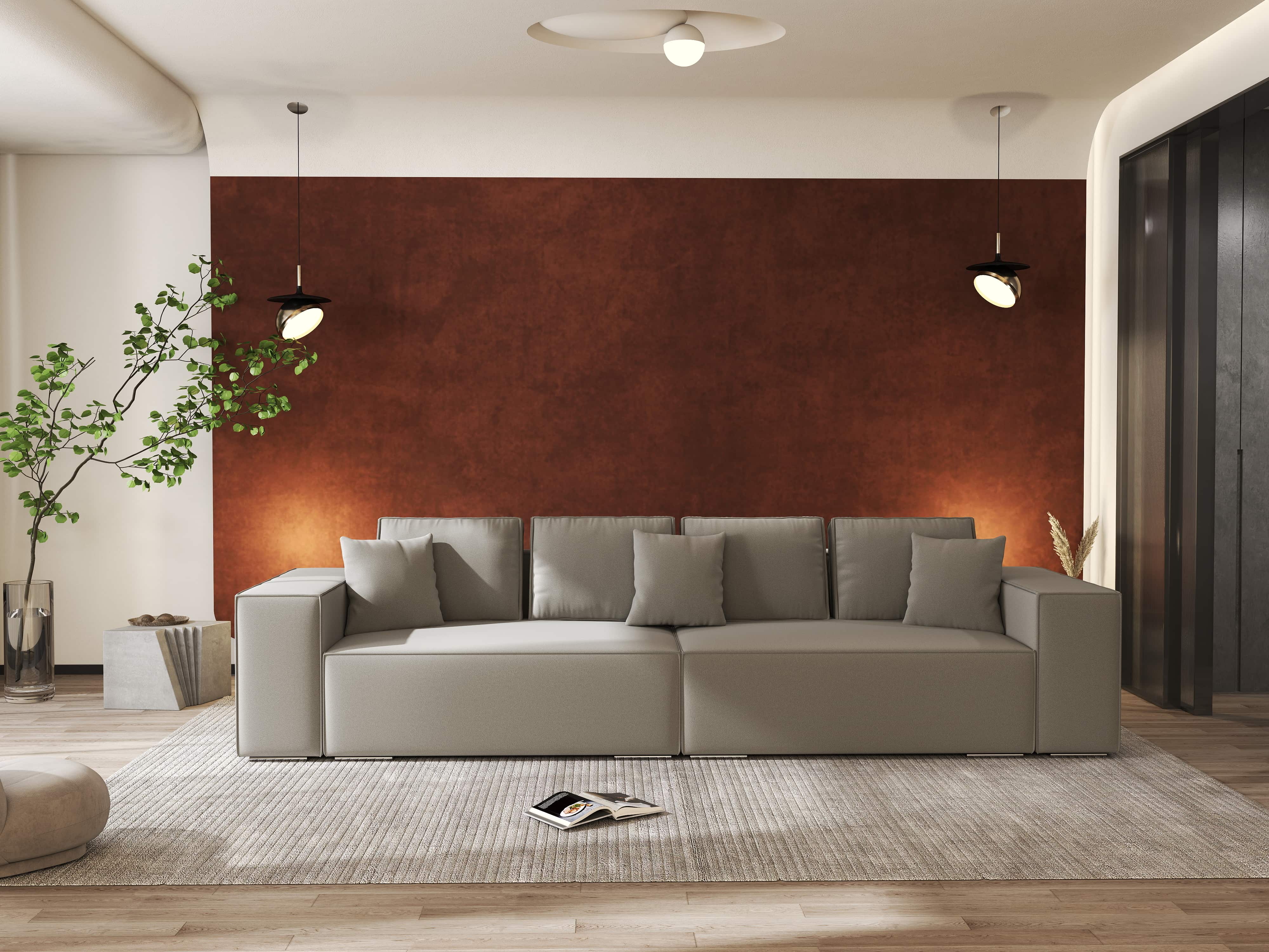 Canapea extensibilă dumonde cu ladă de depozitare si sezut confortabil din spuma HR, Dream Royal Gri 310x100 cm Fabrica