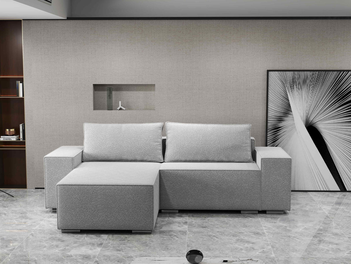 Colțar extensibil dumonde cu ladă de depozitare si sezut confortabil din spuma HR, Dream Euphoria Gri 290x185 cm Fabrica