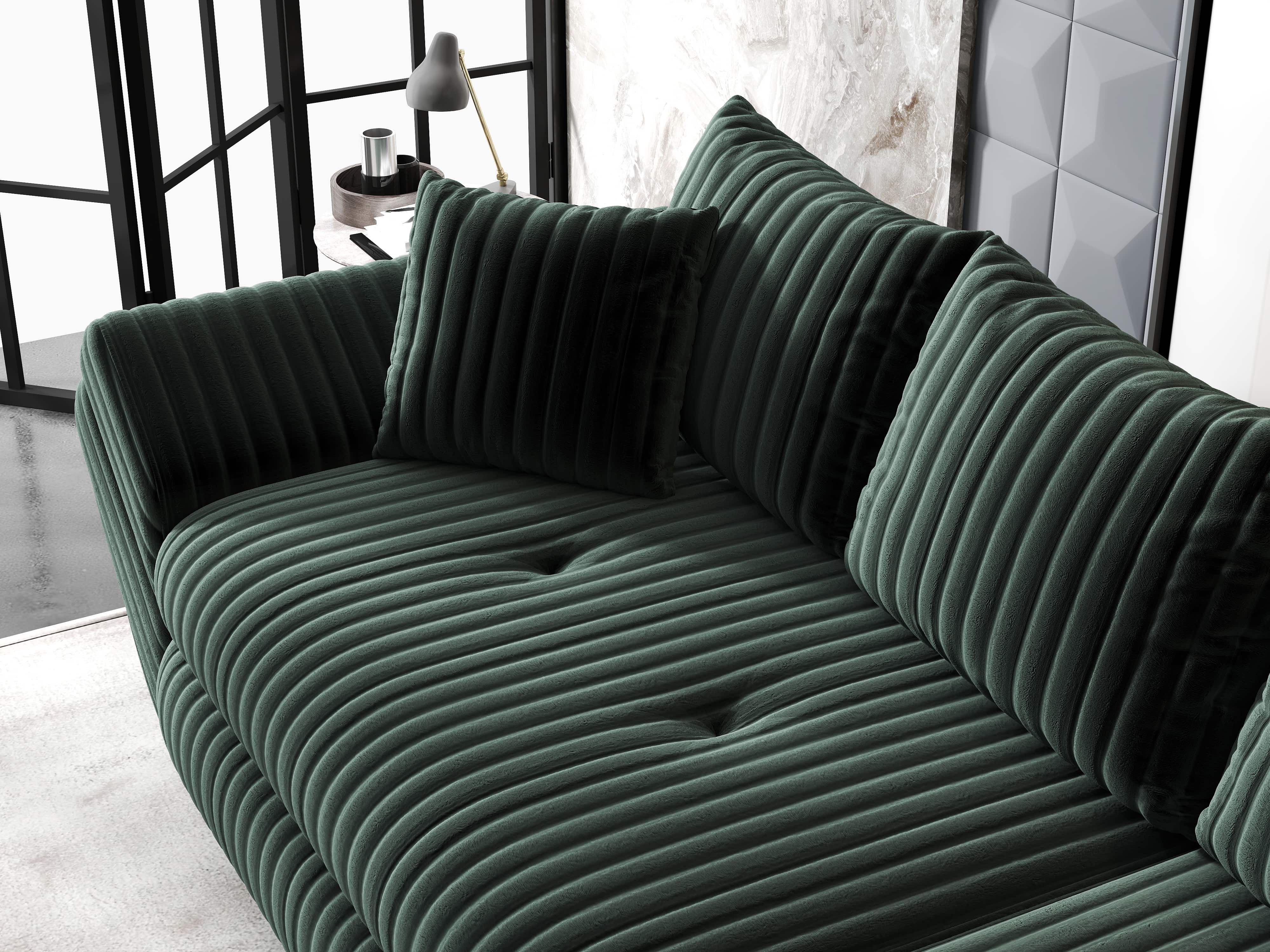 Canapea extensibilă dumonde cu ladă de depozitare si sezut confortabil din spuma HR, Loana Ambience Verde 300x100 cm Fabrica