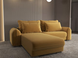 Colțar extensibil dumonde cu ladă de depozitare si sezut confortabil din spuma HR, Denver Royal Mustar 275x185 cm Fabrica