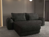 Colțar extensibil dumonde cu ladă de depozitare si sezut confortabil din spuma HR, Denver Enjoy Negru 275x185 cm Fabrica
