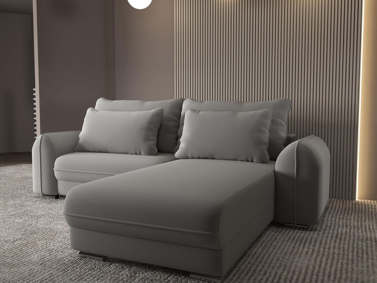 Colțar extensibil dumonde cu ladă de depozitare si sezut confortabil din spuma HR, Denver Royal Gri 275x185 cm II Fabrica