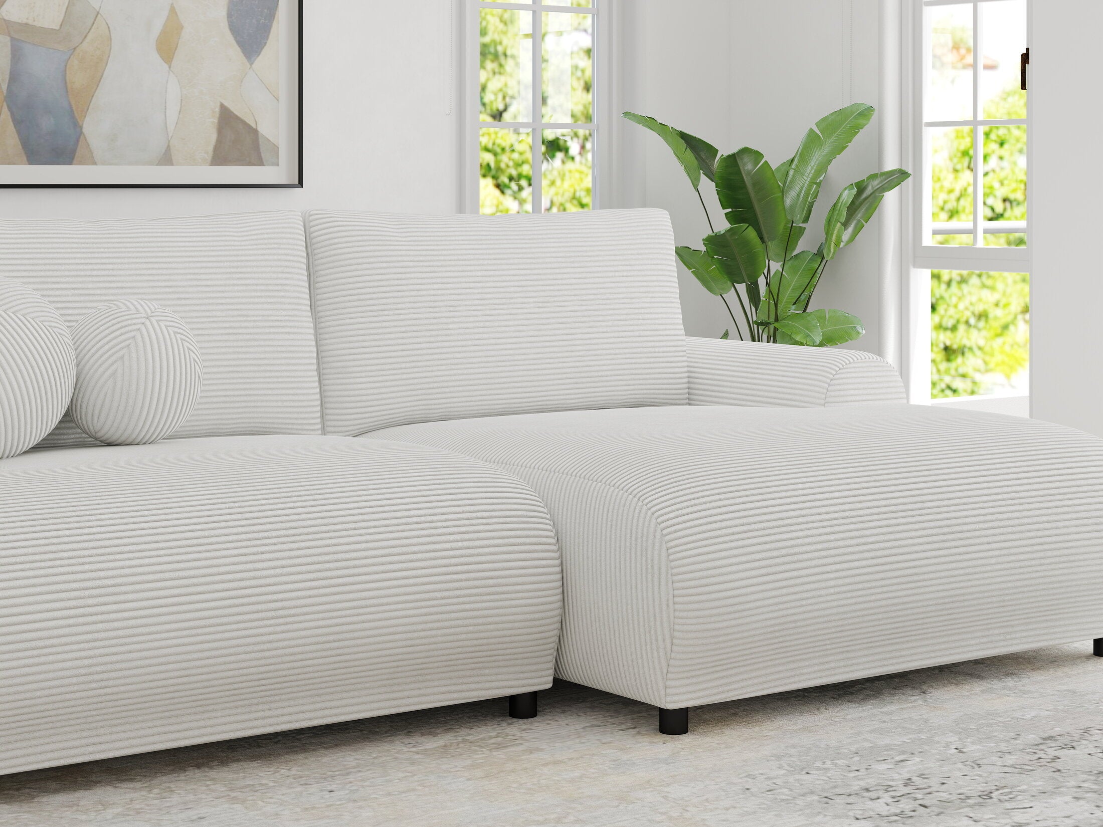 Colțar extensibil dumonde cu ladă de depozitare și șezut confortabil din spumă HR, Carlo Zoom Gri 240x145 cm II