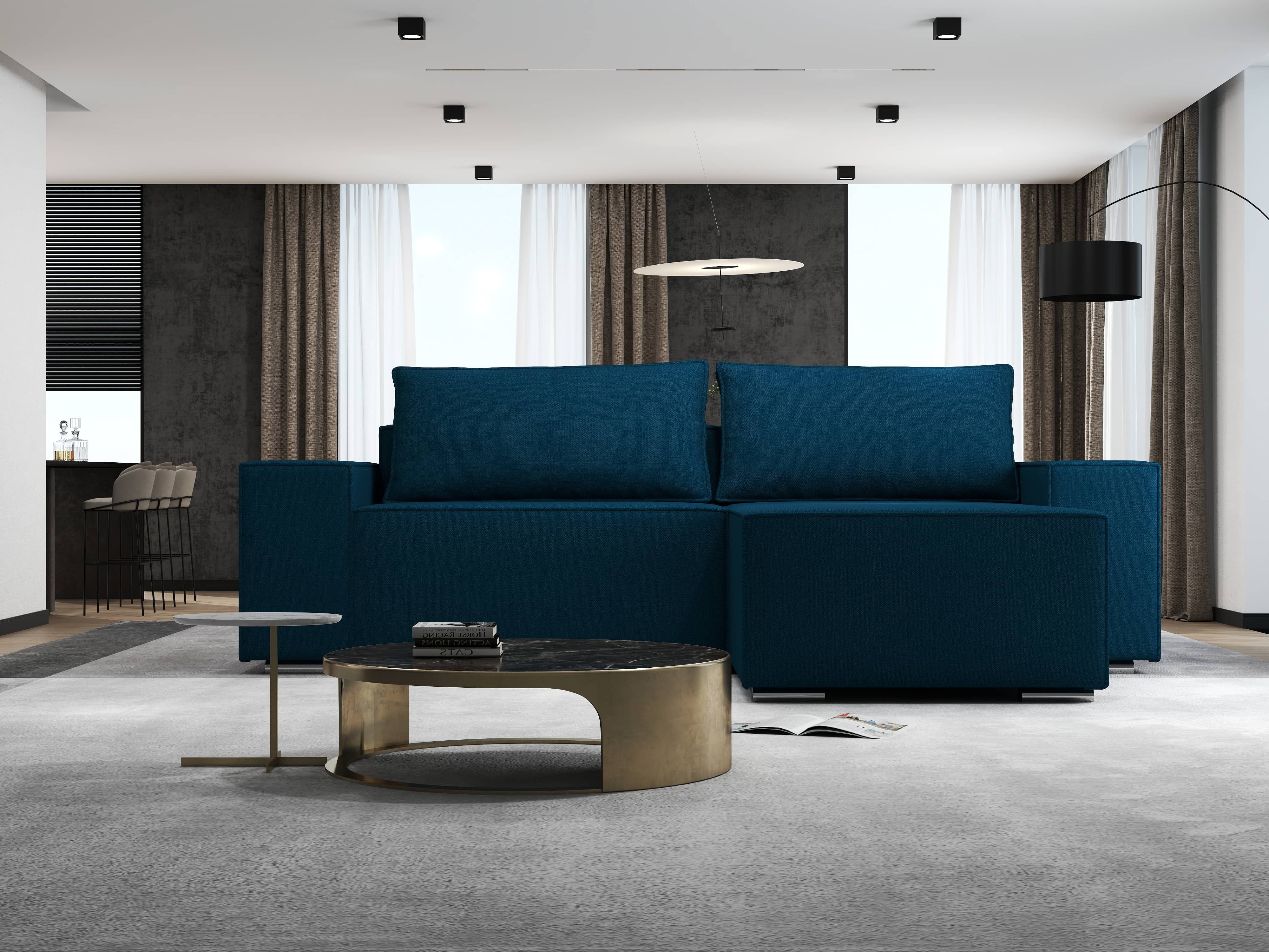 Colțar extensibil dumonde cu ladă de depozitare si sezut confortabil din spuma HR, Dream Enjoy Petrol 290x185 cm II Fabrica