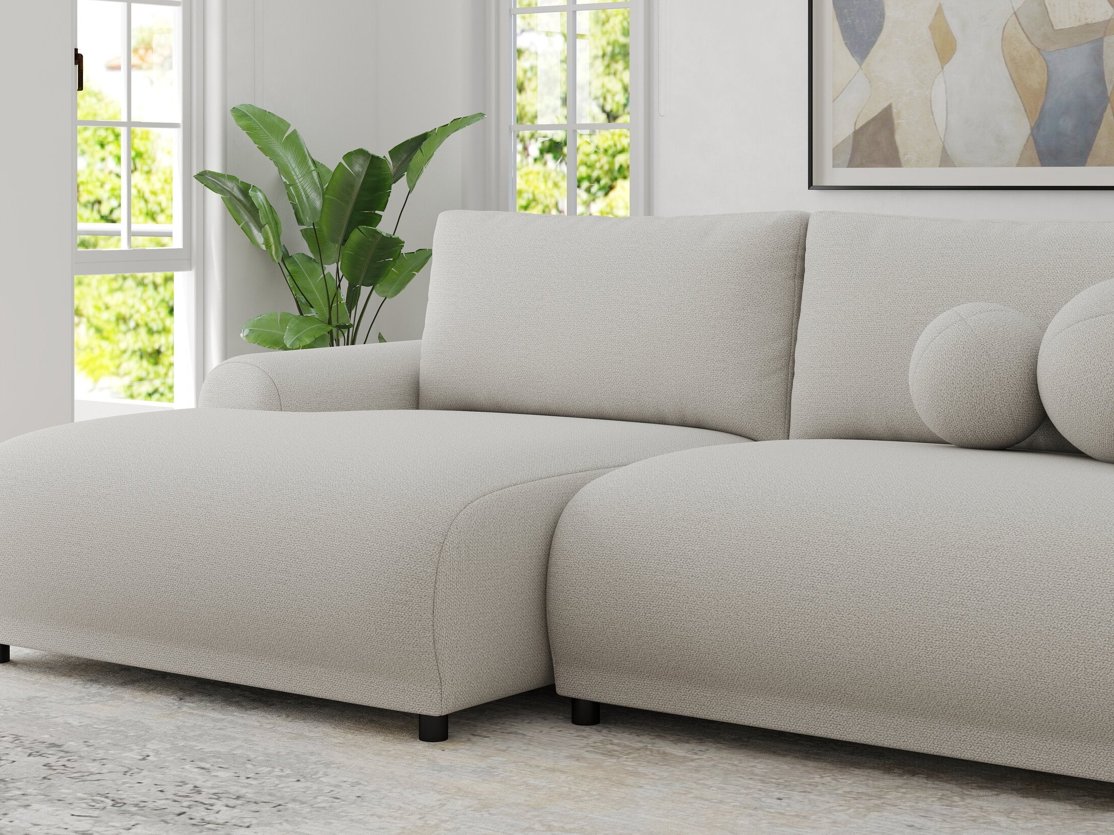 Colțar extensibil dumonde cu ladă de depozitare și șezut confortabil din spumă HR, Carlo Enjoy Bej 240x145 cm