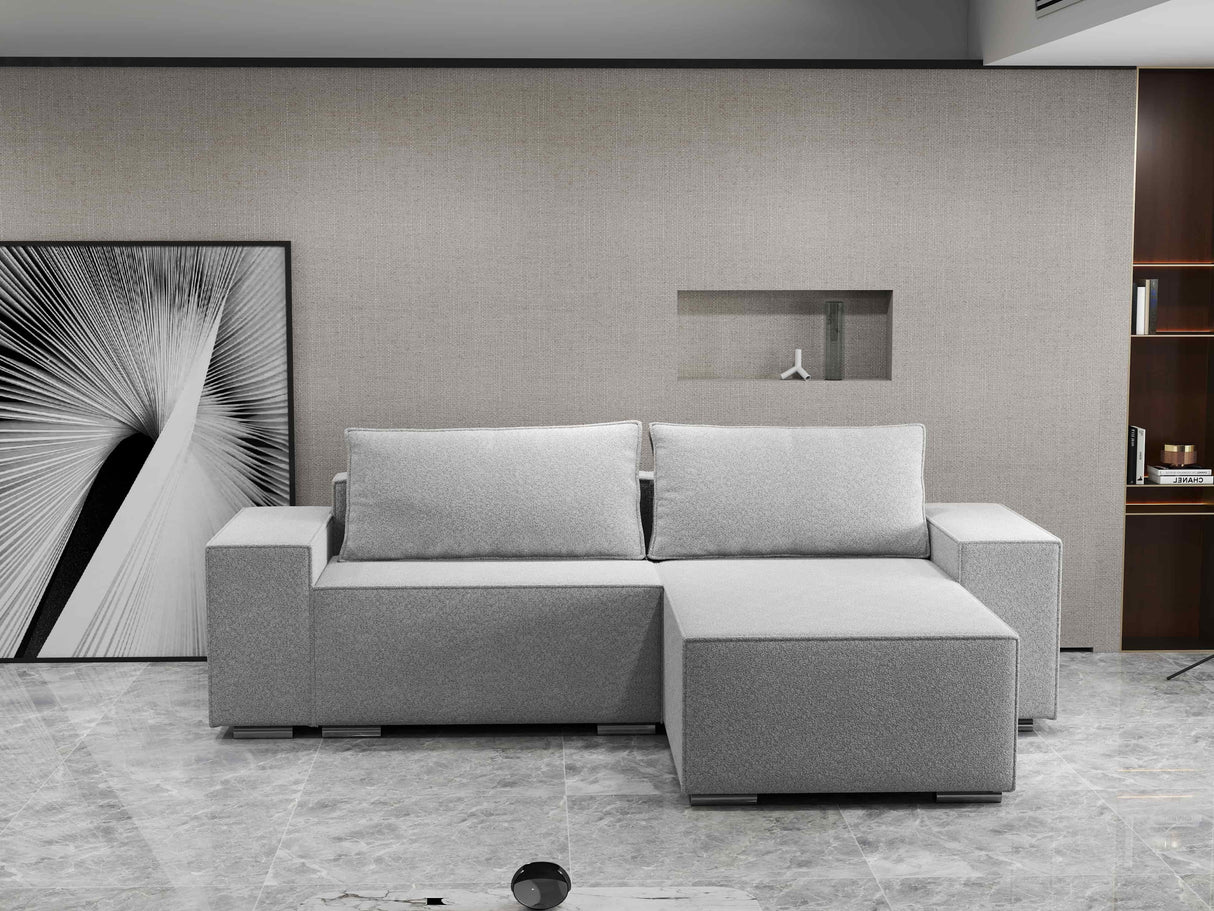 Colțar extensibil dumonde cu ladă de depozitare si sezut confortabil din spuma HR, Dream Euphoria Gri 290x185 cm II Fabrica