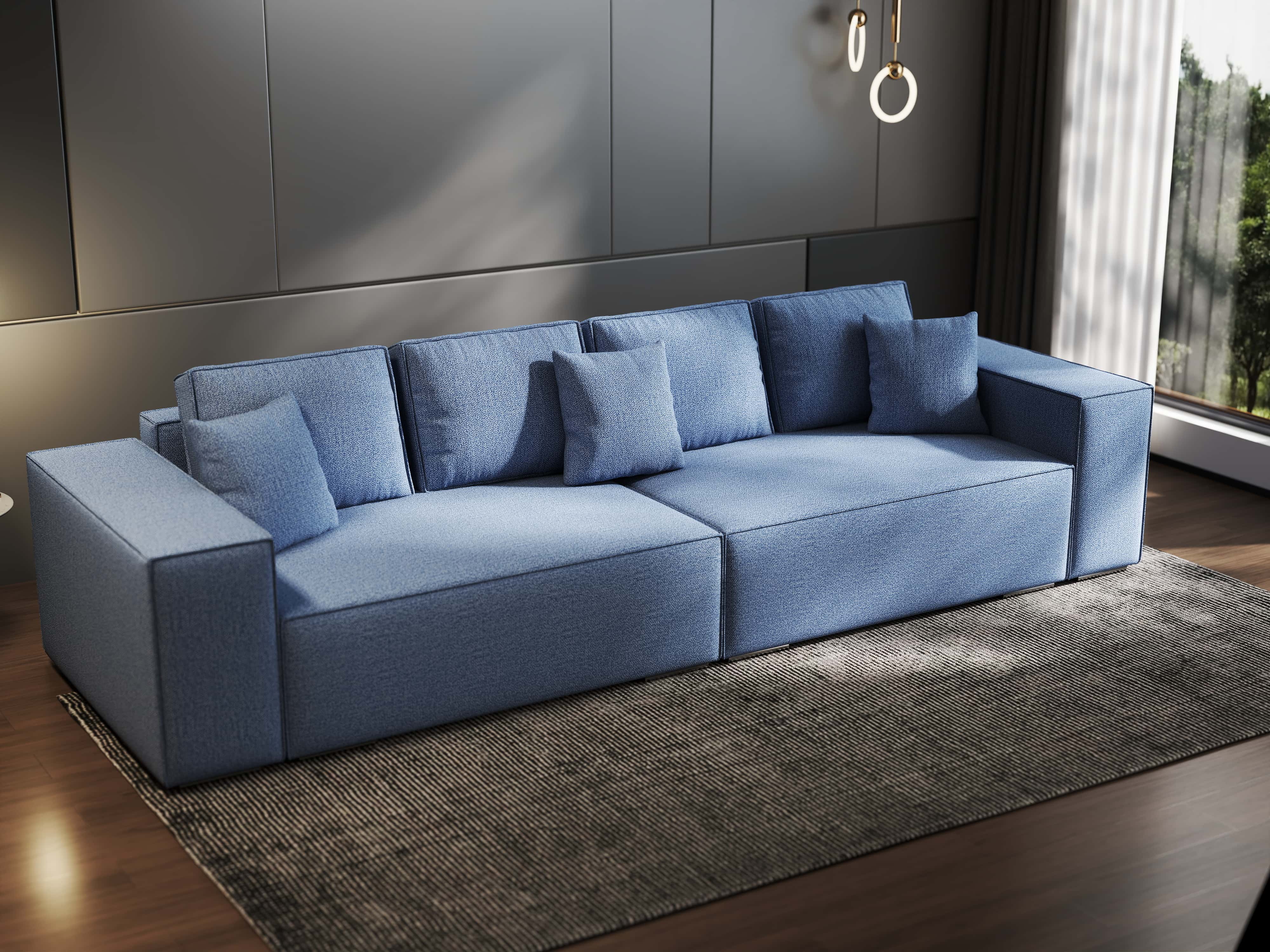 Canapea extensibilă dumonde cu ladă de depozitare si sezut confortabil din spuma HR, Dream Enjoy Blue 310x100 cm Fabrica