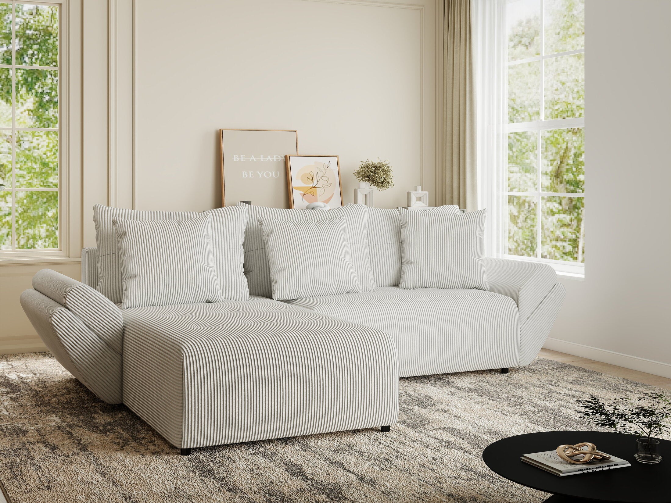 Colțar extensibil dumonde cu ladă de depozitare si sezut confortabil din spuma HR, Berlin Zoom Gri 280x185 cm