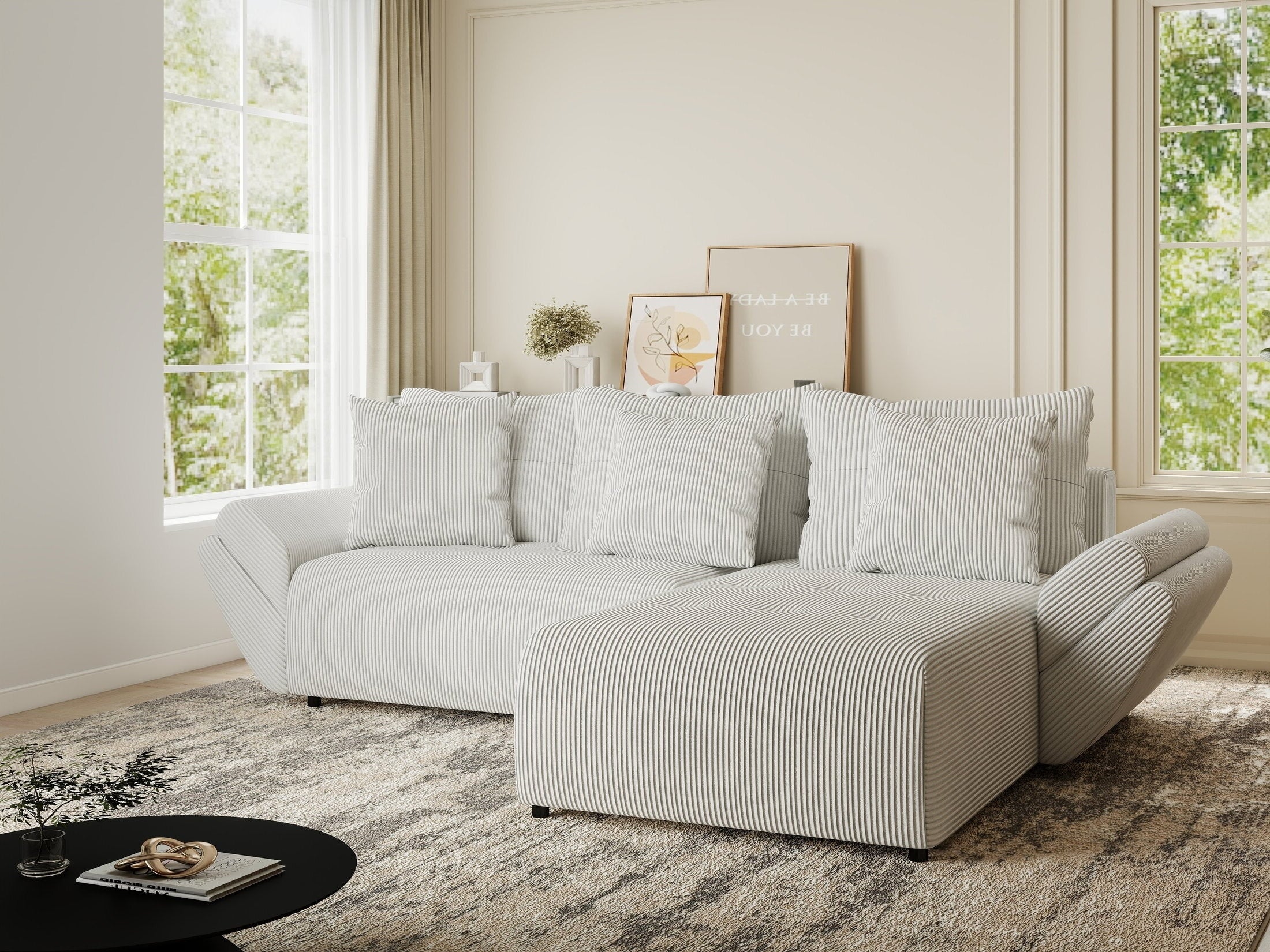 Colțar extensibil dumonde cu ladă de depozitare si sezut confortabil din spuma HR, Berlin Zoom Gri 280x185 cm II