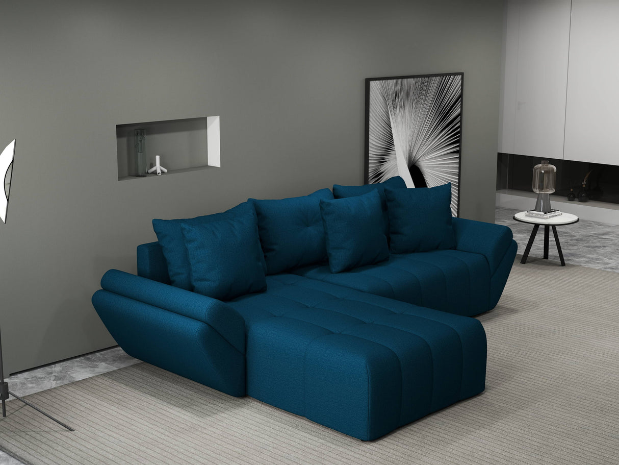 Colțar extensibil dumonde cu ladă de depozitare si sezut confortabil din spuma HR, Berlin Enjoy Verde Petrol 280x185 cm Fabrica