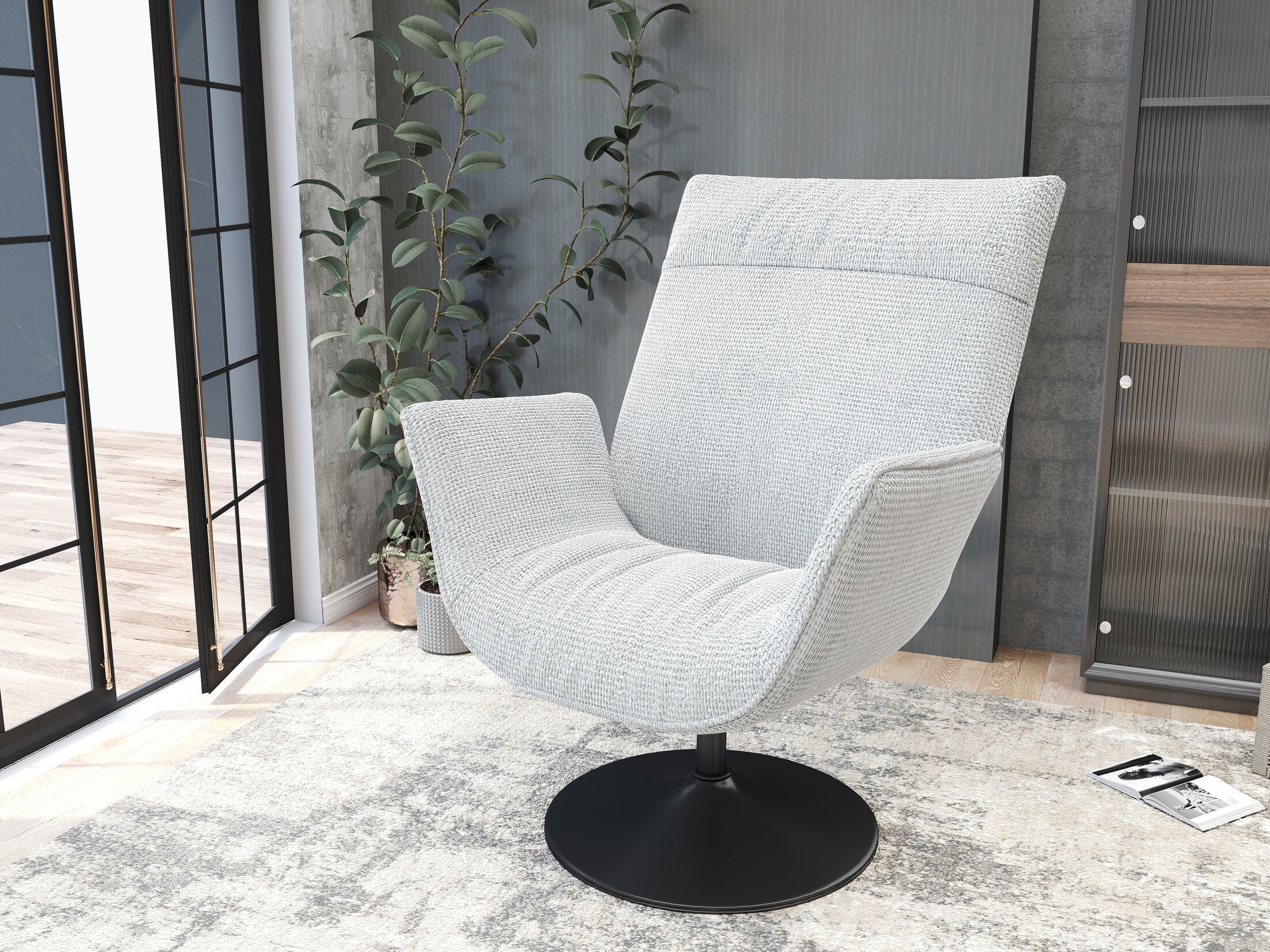 Fotoliu dumonde tapitat Alb modern Kairo 75x83cm