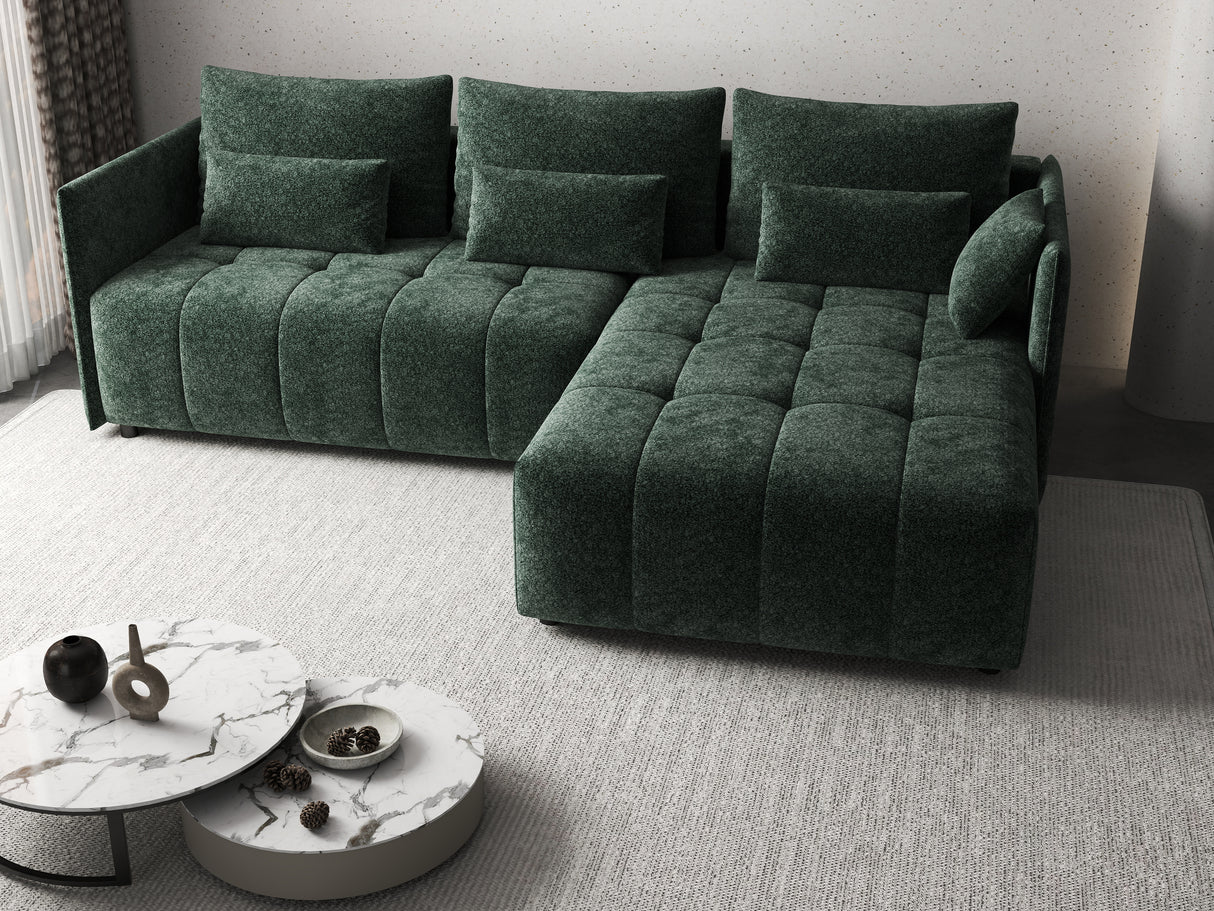Colțar extensibil dumonde cu ladă de depozitare si sezut confortabil din spuma HR, Malta Euphoria Green 235x185 cm