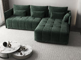 Colțar extensibil dumonde cu ladă de depozitare si sezut confortabil din spuma HR, Malta Euphoria Green 235x185 cm