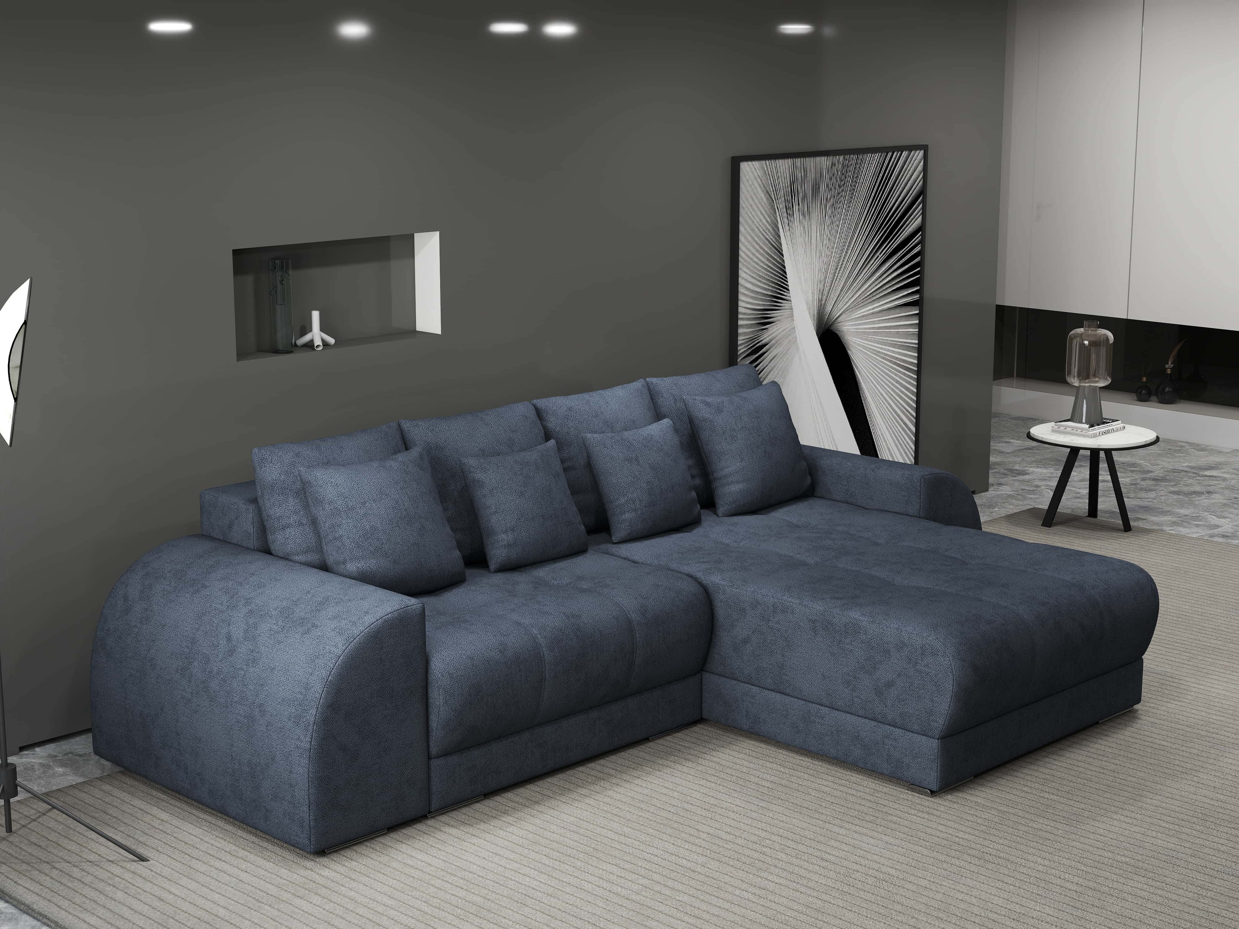 Colțar extensibil dumonde cu ladă de depozitare si sezut confortabil din spuma HR, Verona Enjoy Gri Antracit II 290x185 cm Fabrica