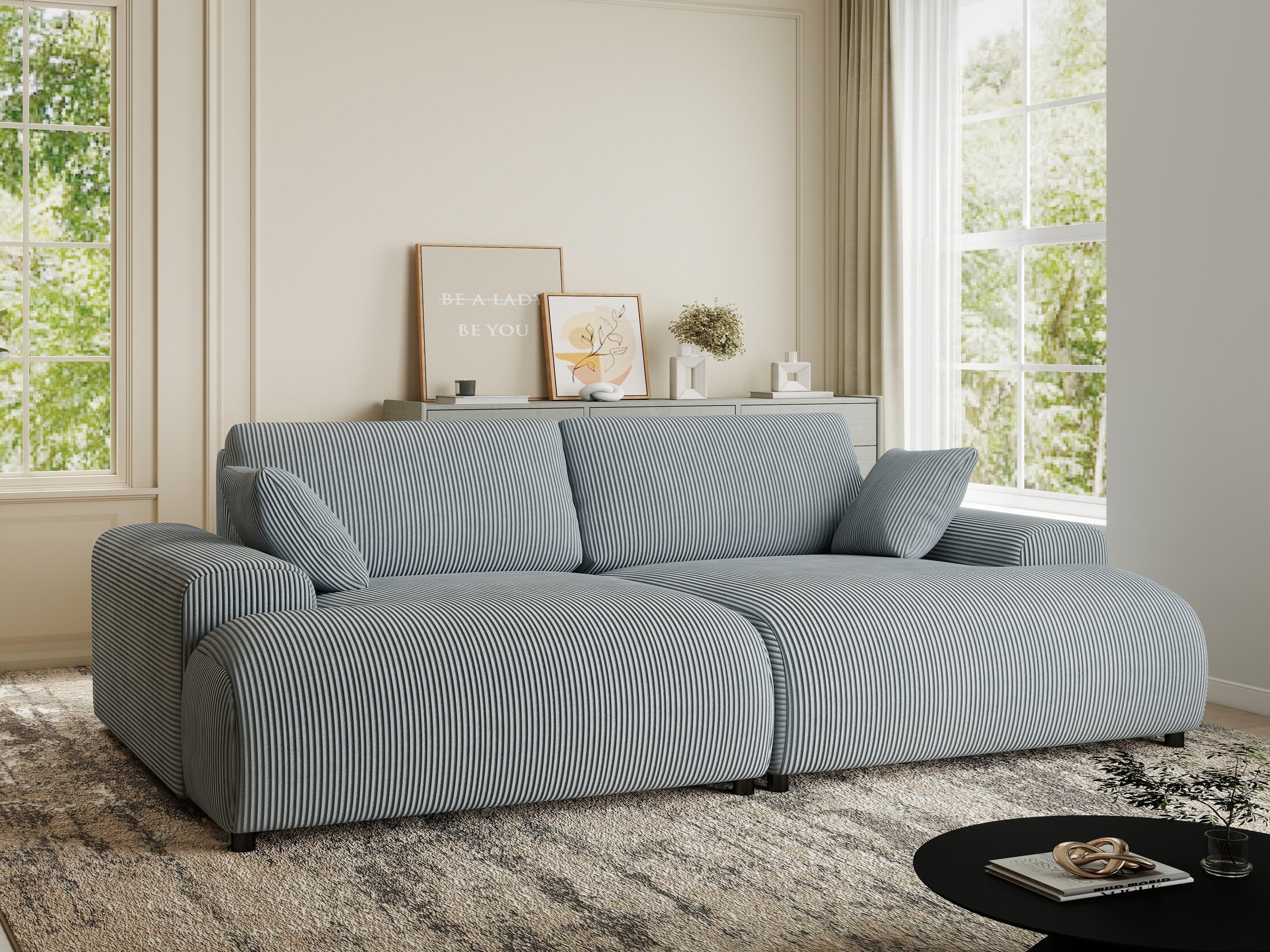 Canapea dumonde cu sezut confortabil din spuma HR, Hudson Zoom Gri Mint 237x144 cm