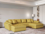 Colțar extensibil dumonde cu ladă de depozitare si sezut confortabil din spuma HR, Loana U Melon 355x185 cm Fabrica