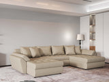 Colțar extensibil dumonde cu ladă de depozitare si sezut confortabil din spuma HR, Loana Bej U 355x185 cm Fabrica
