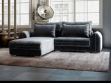 Colțar extensibil dumonde cu ladă de depozitare si sezut confortabil din spuma HR, Denver Euphoria Gri Grafit 275x185 cm Fabrica