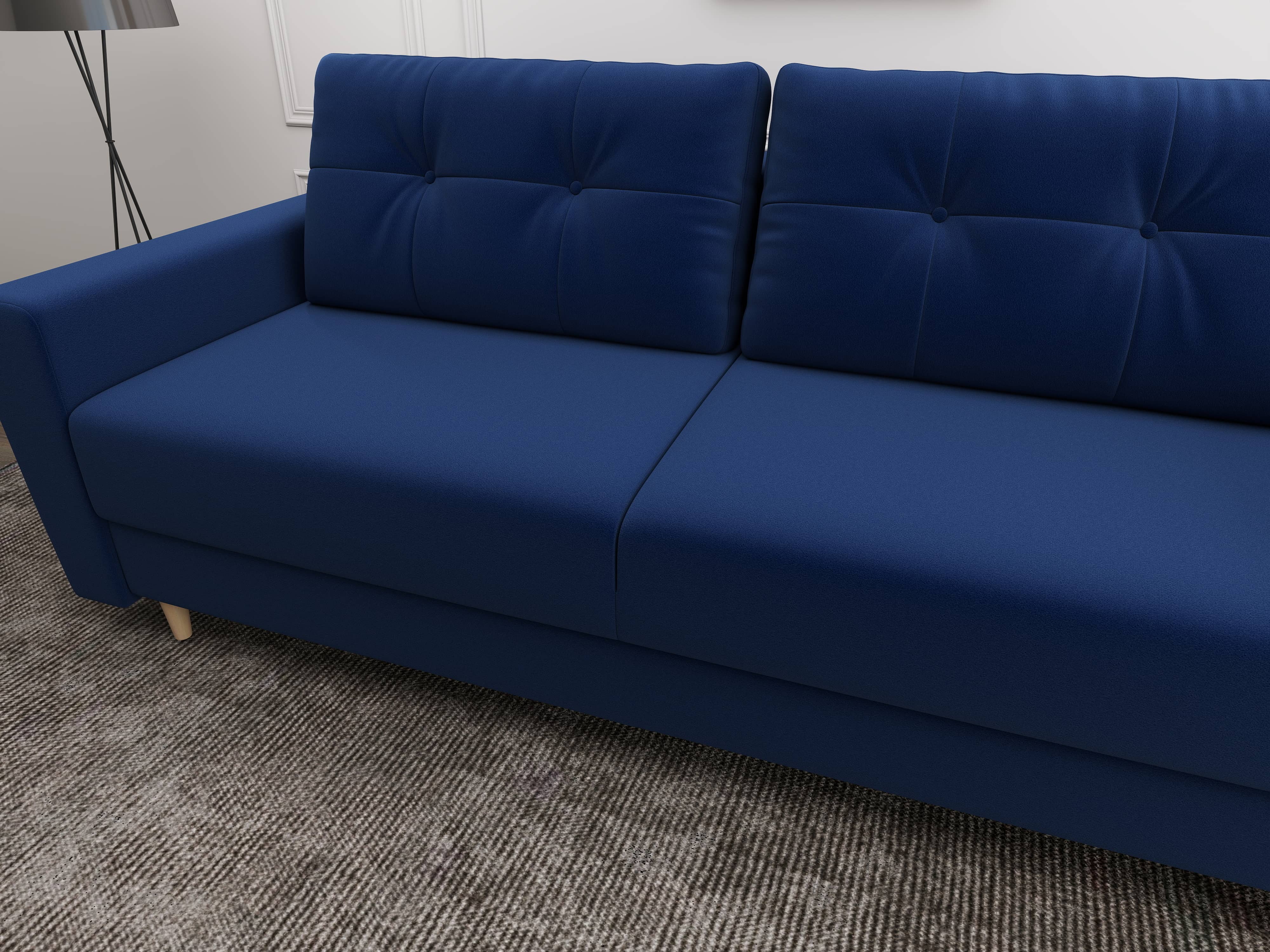 Canapea extensibilă dumonde cu ladă de depozitare si sezut confortabil din spuma HR, Summer Royal Albastru 225x100 cm