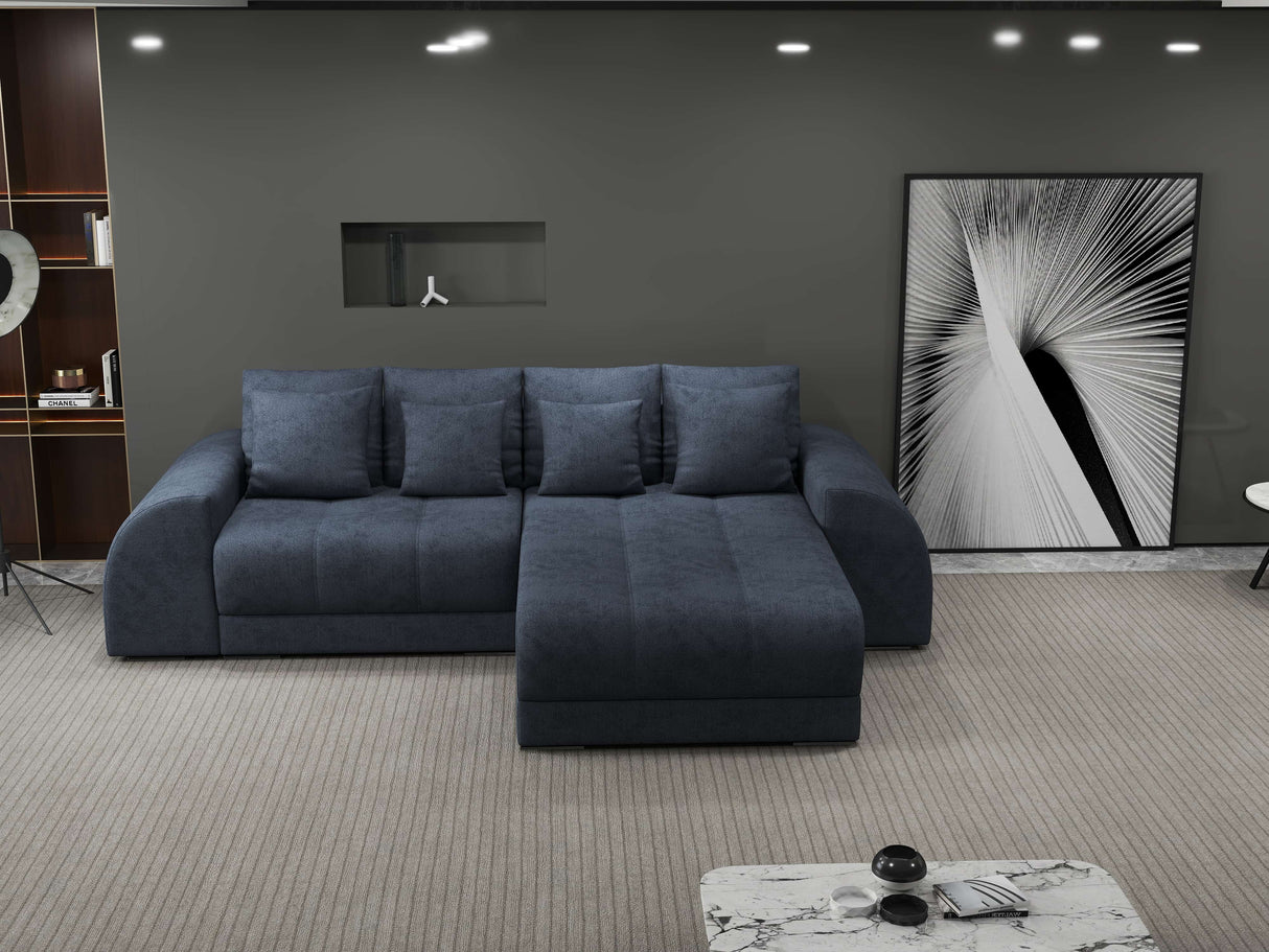 Colțar extensibil dumonde cu ladă de depozitare si sezut confortabil din spuma HR, Verona Enjoy Gri Antracit II 290x185 cm Fabrica