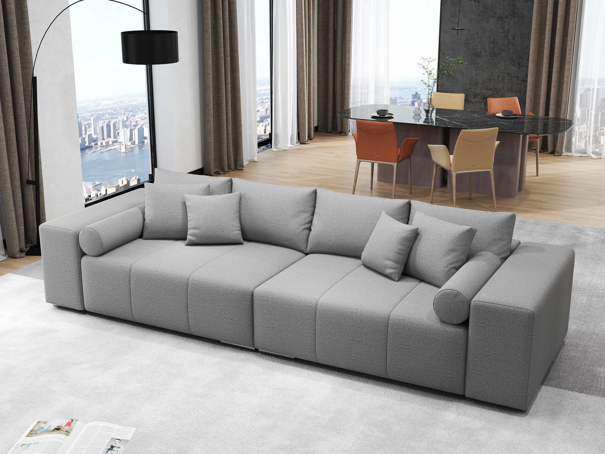 Canapea extensibilă dumonde cu ladă de depozitare si sezut confortabil din spuma HR, Marbela Enjoy Lux Grey XXL 295x100 cm fabrica